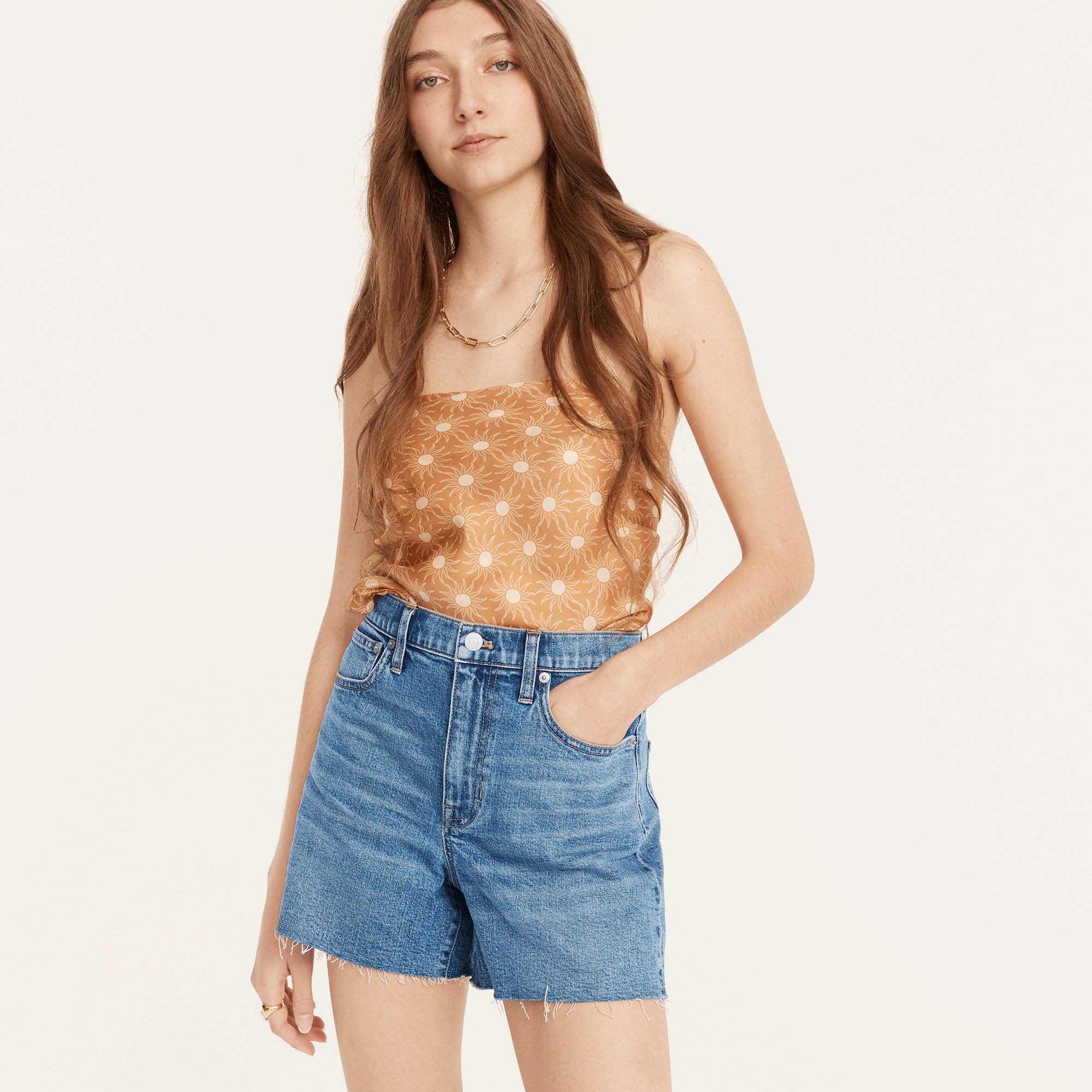 High-rise denim short in Juniper wash
