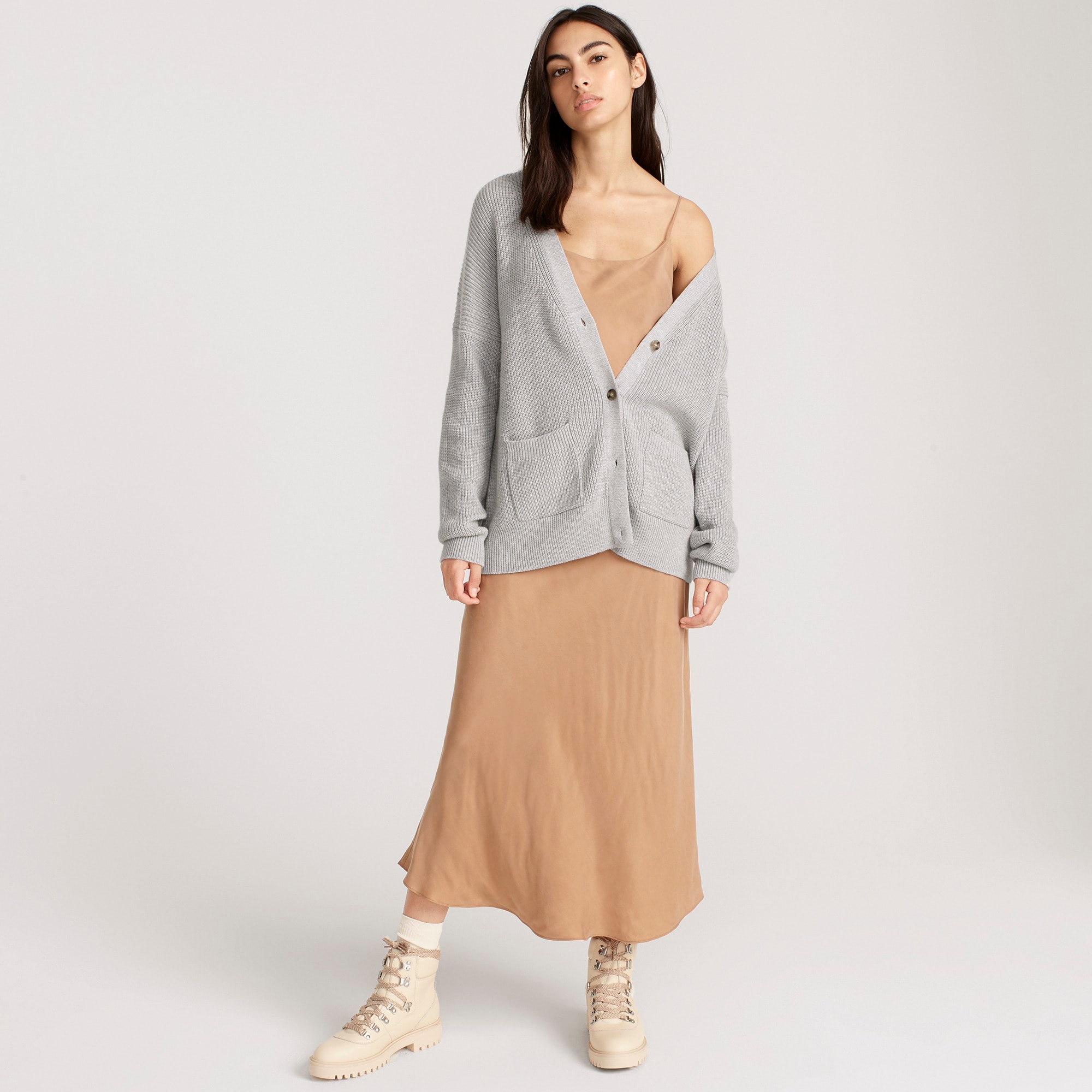 V-neck cotton-blend cardigan sweater