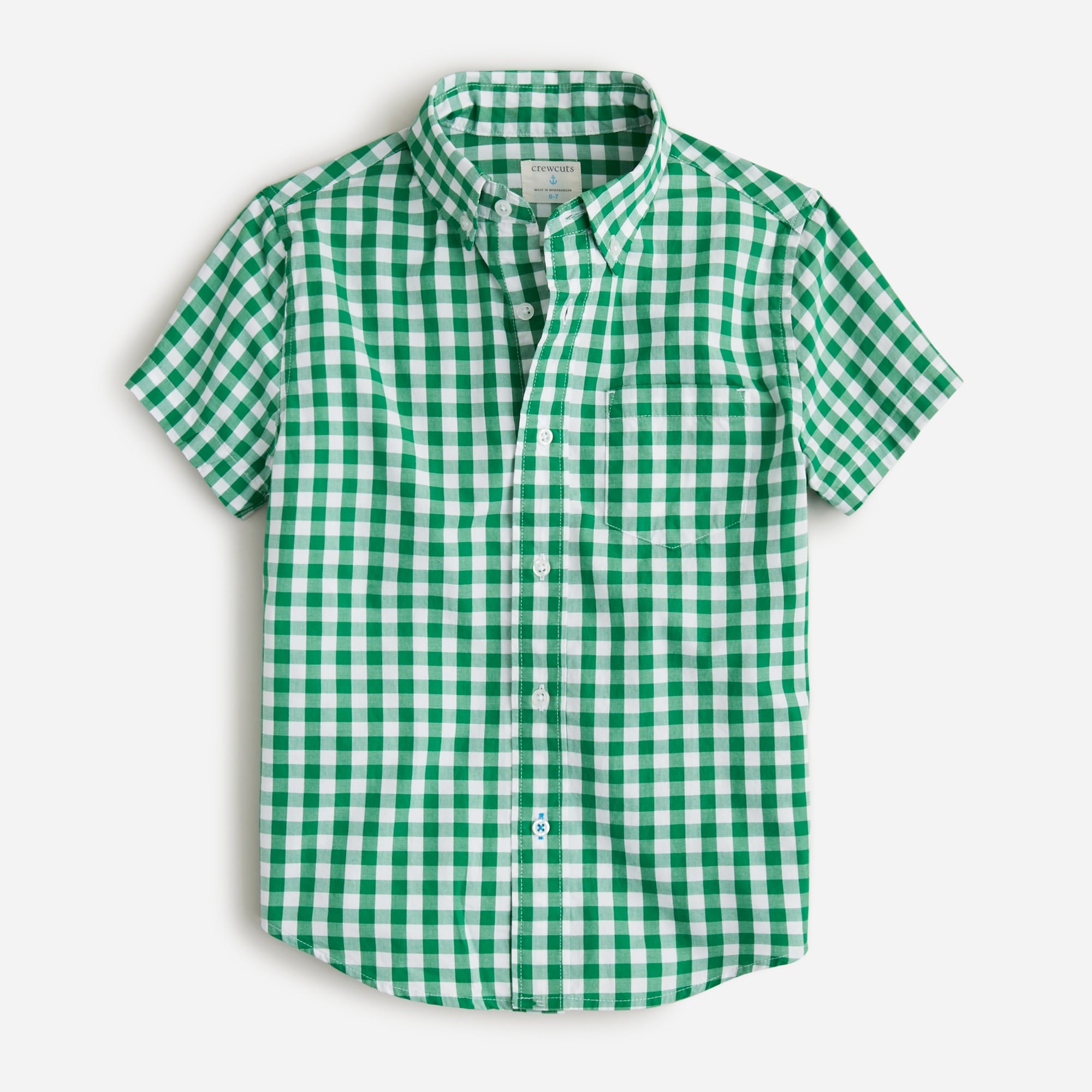 Boys' short-sleeve button-down in gingham