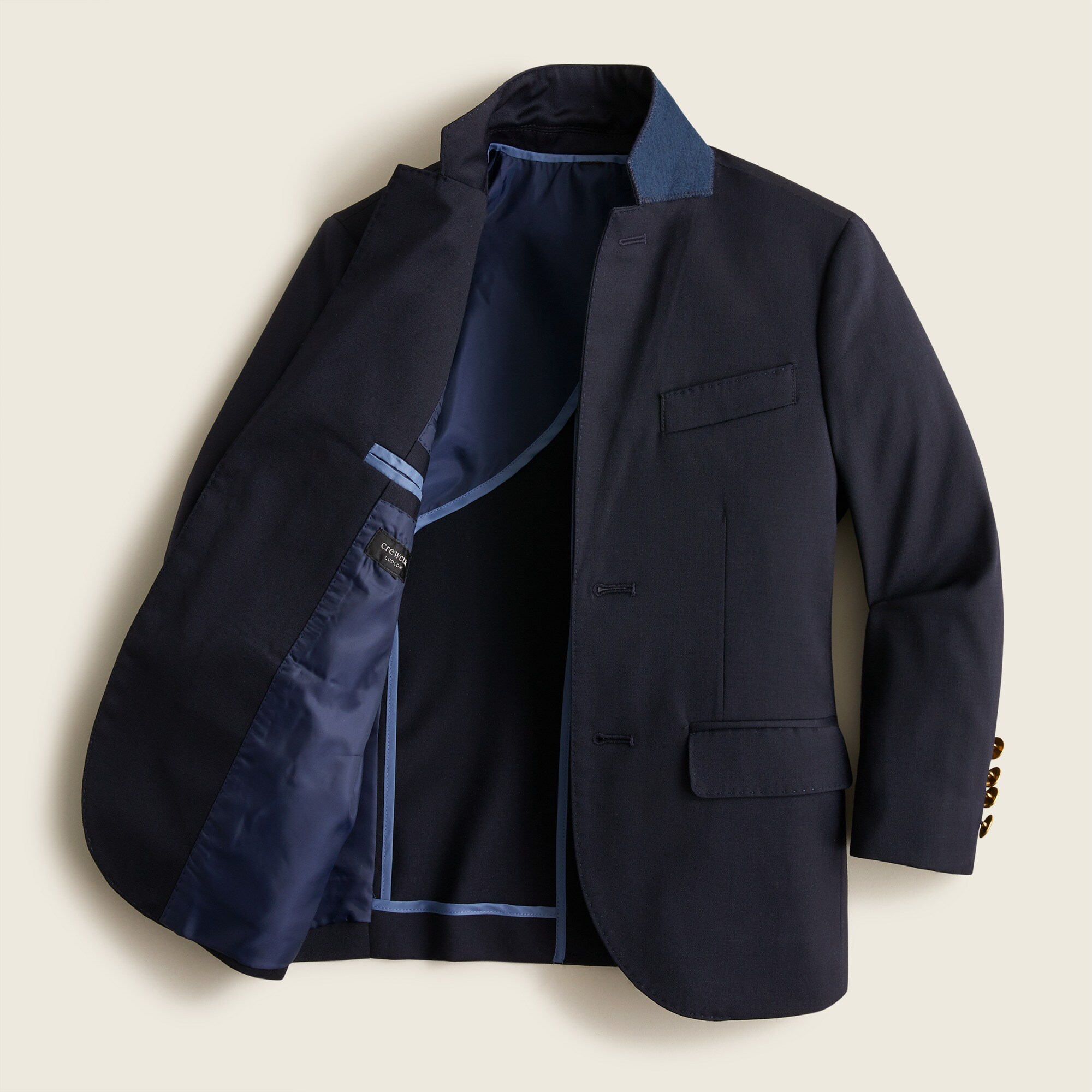 Boys' Ludlow two-button blazer in navy wool blend