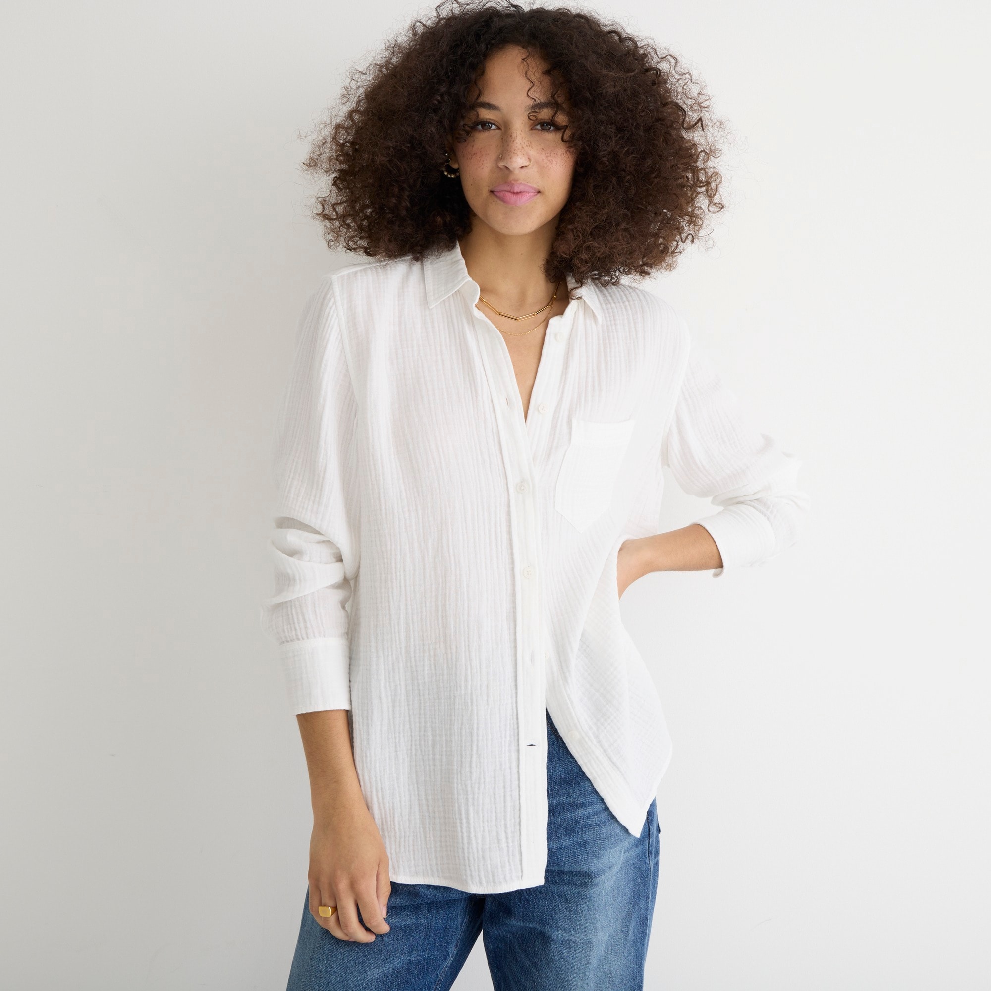 Classic-fit soft gauze shirt