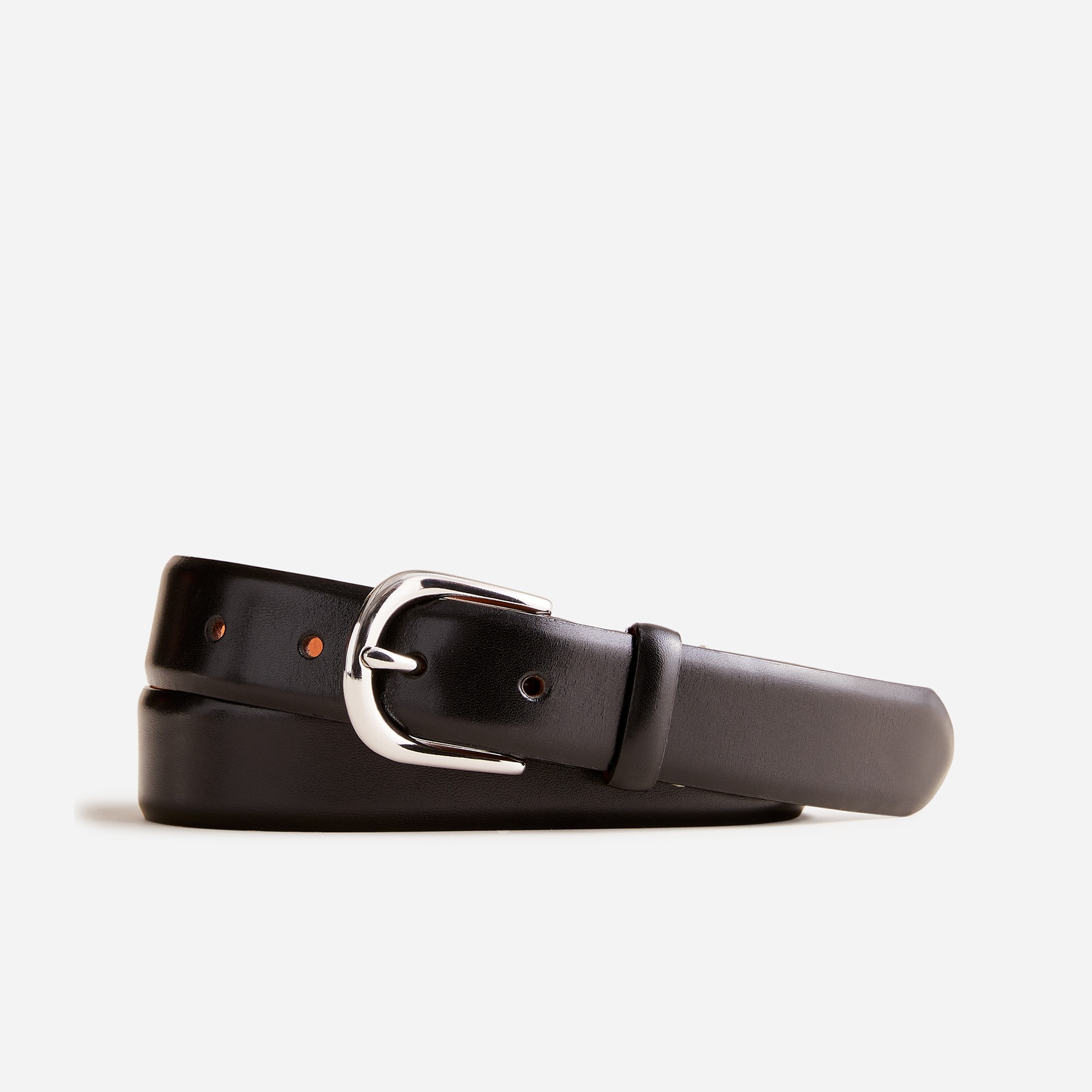 Leather round-buckle dress belt