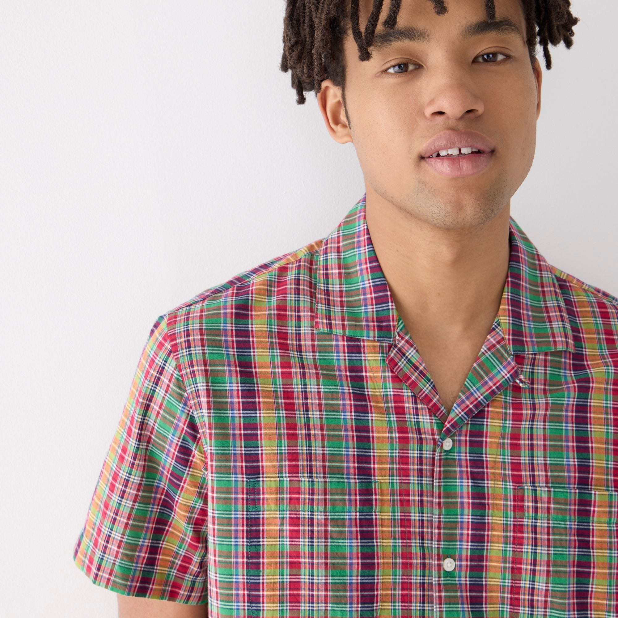 Camp-collar shirt in Indian madras