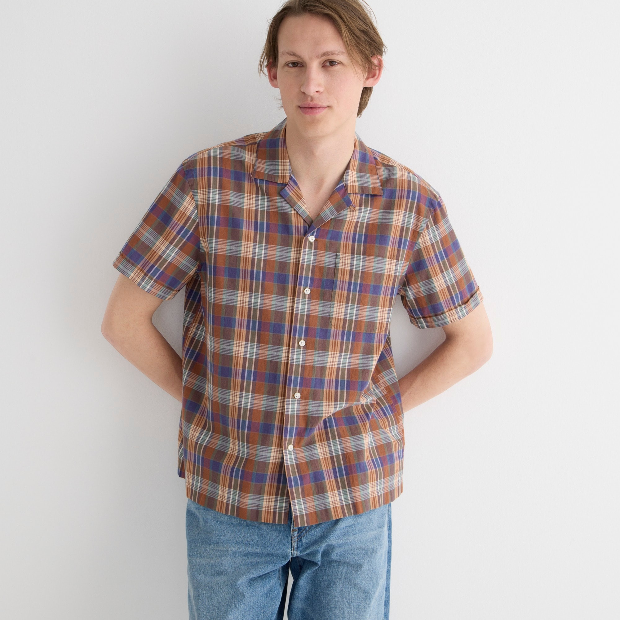 Boxy fit camp-collar shirt