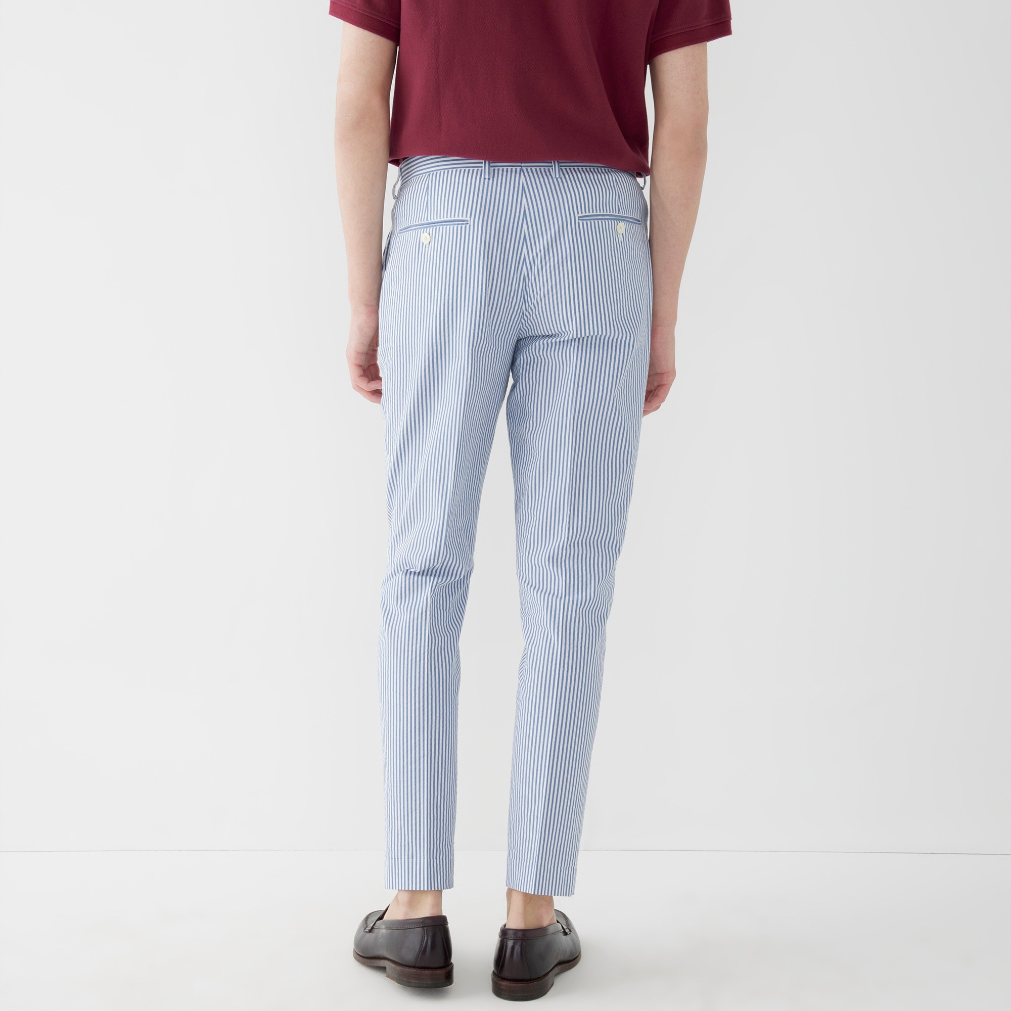 Ludlow Slim-fit unstructured suit pant in seersucker