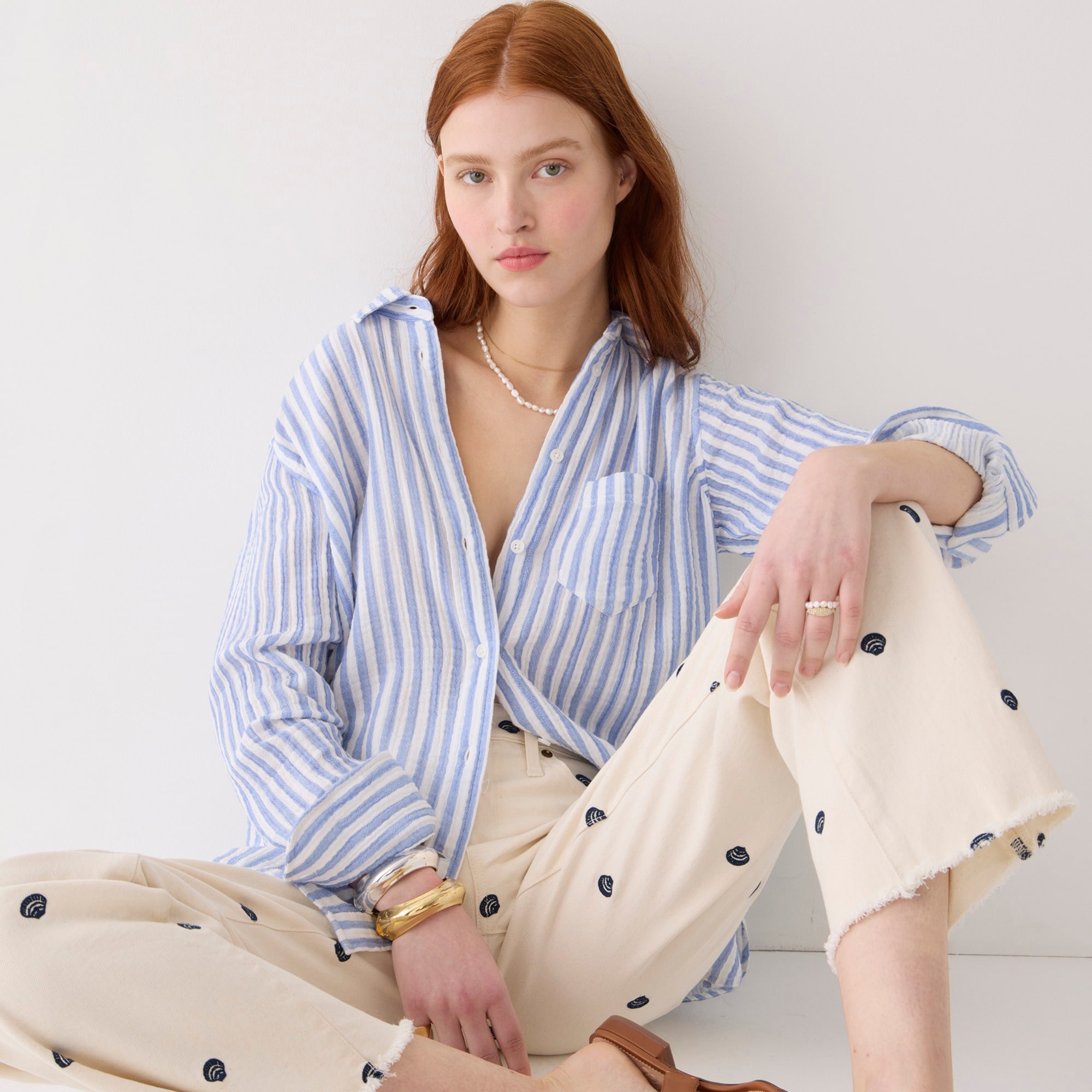 Classic-fit soft gauze shirt in stripe
