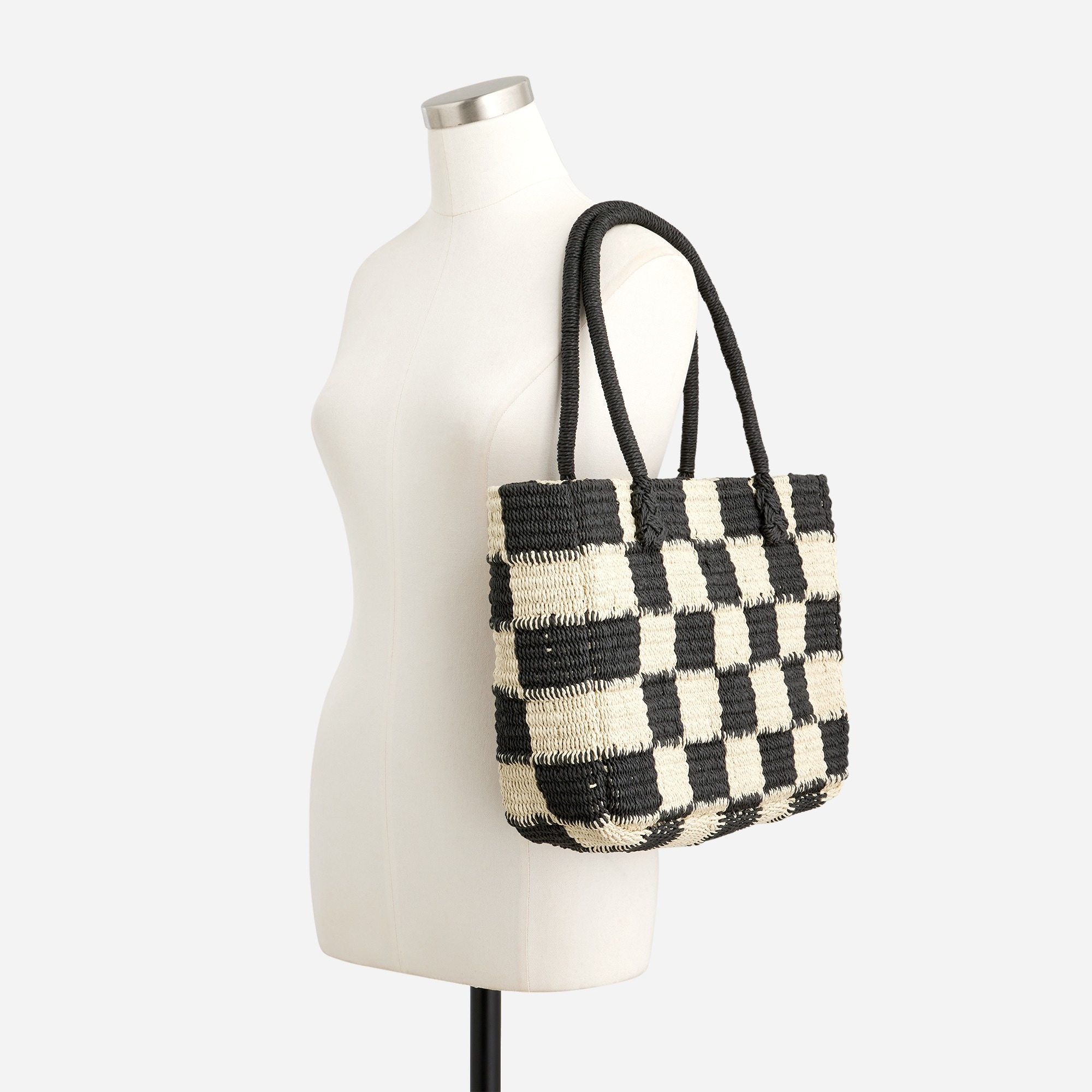 Marseille tote in gingham straw
