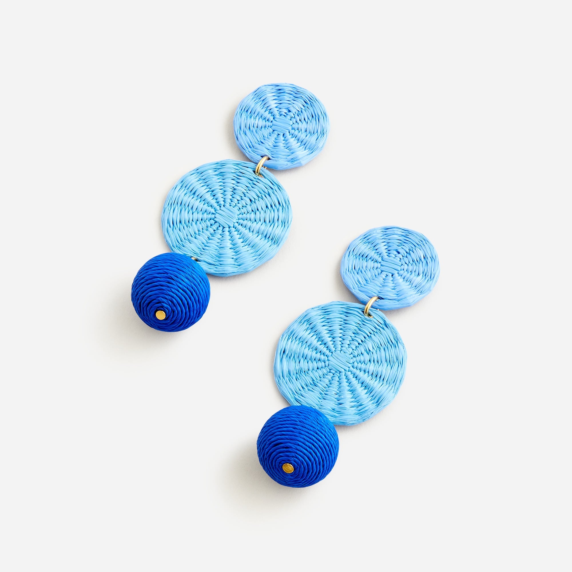 Triple-drop raffia earrings