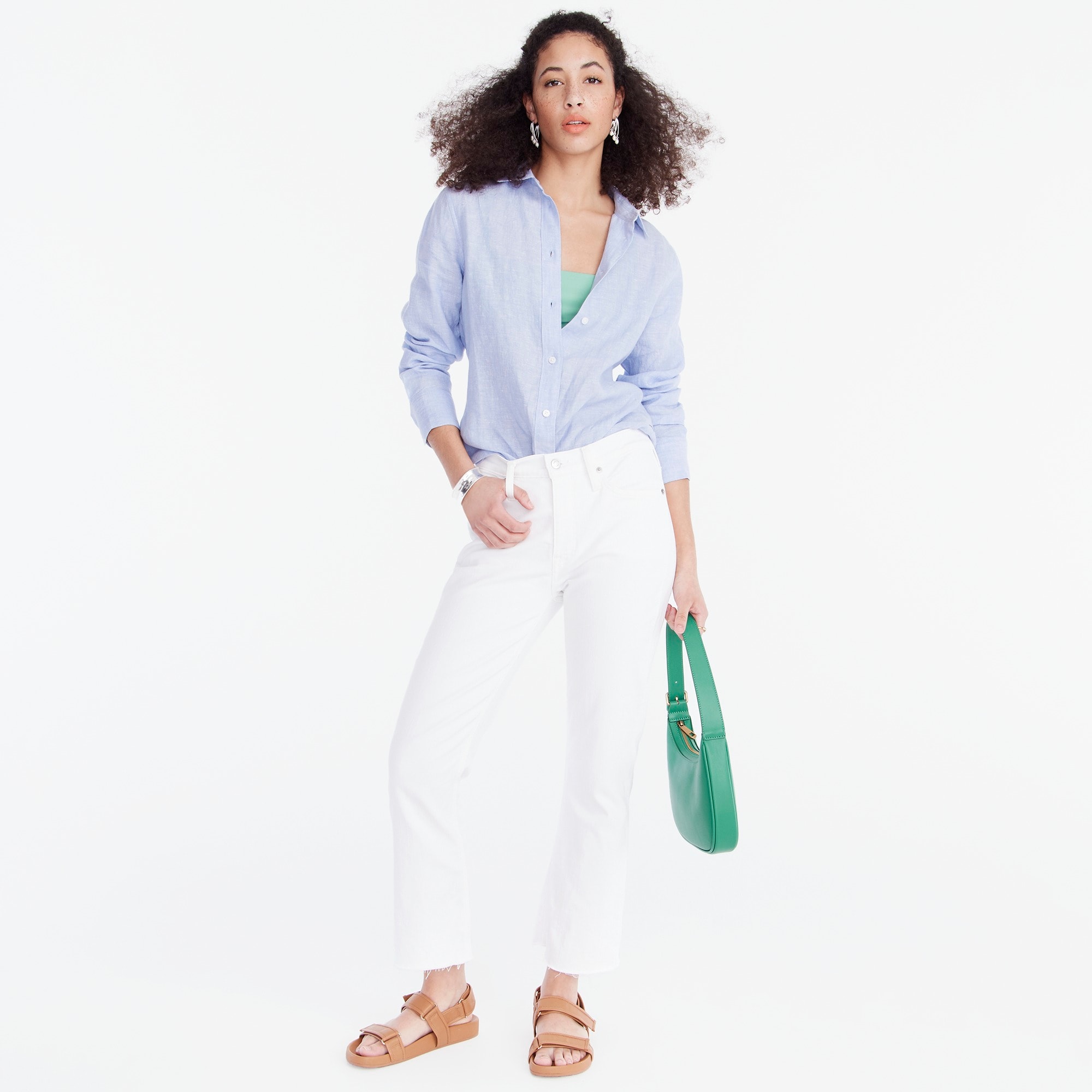 Petite 9 mid-rise demi-boot crop jean in white