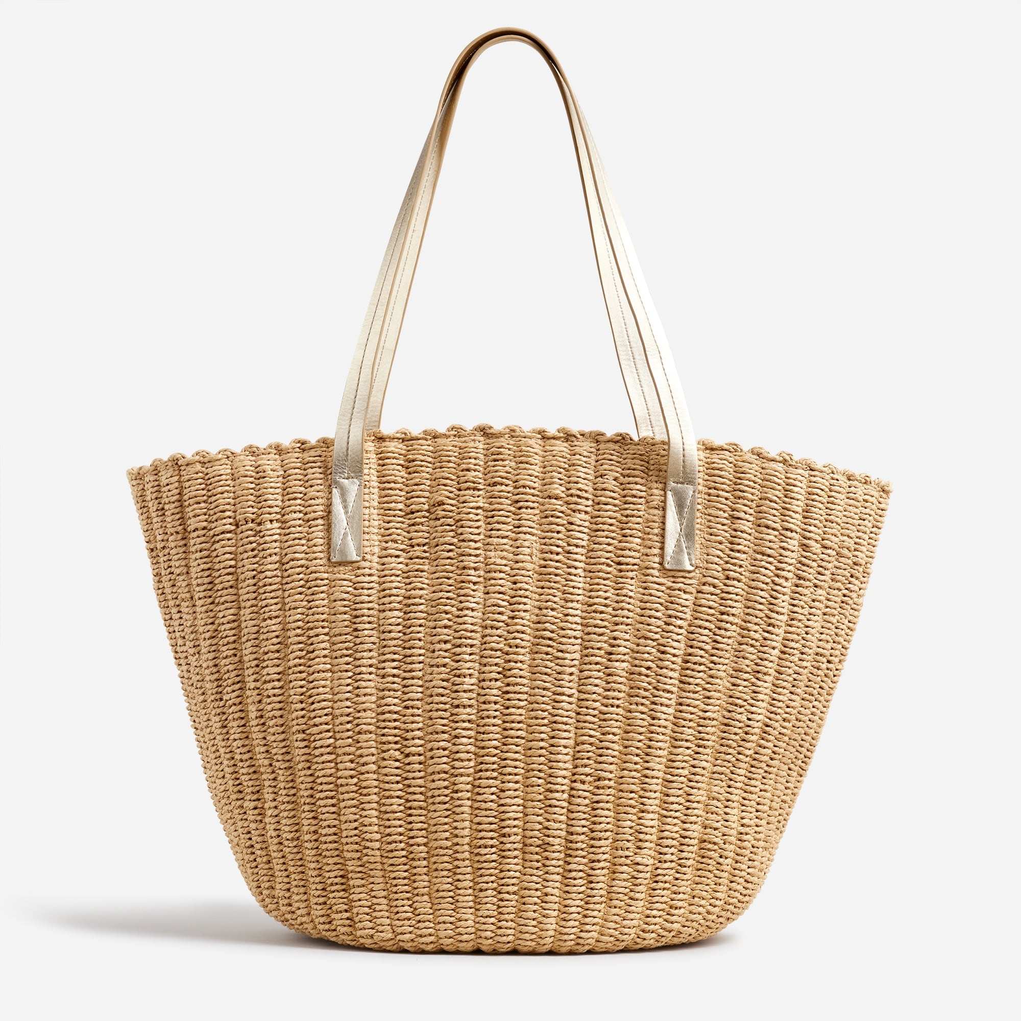 Woven straw market tote