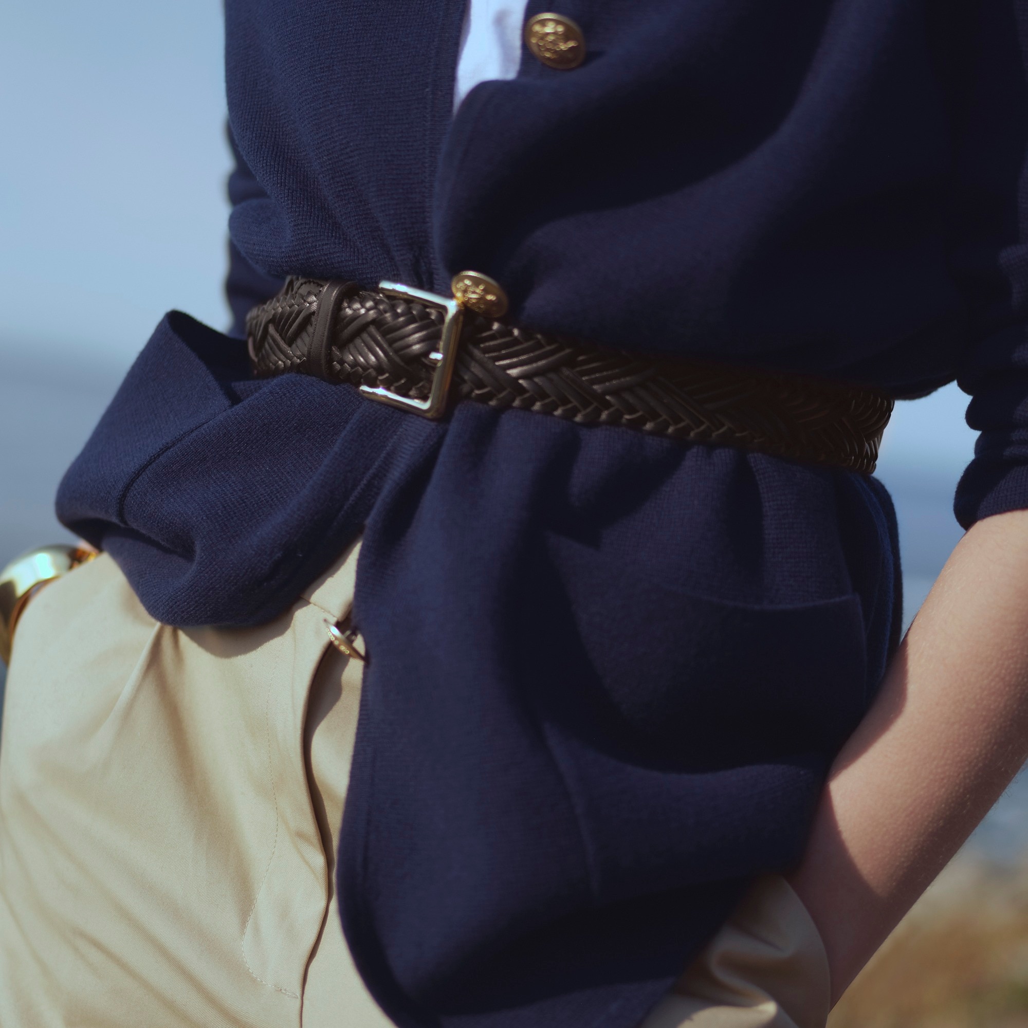 Plaited Italian leather belt