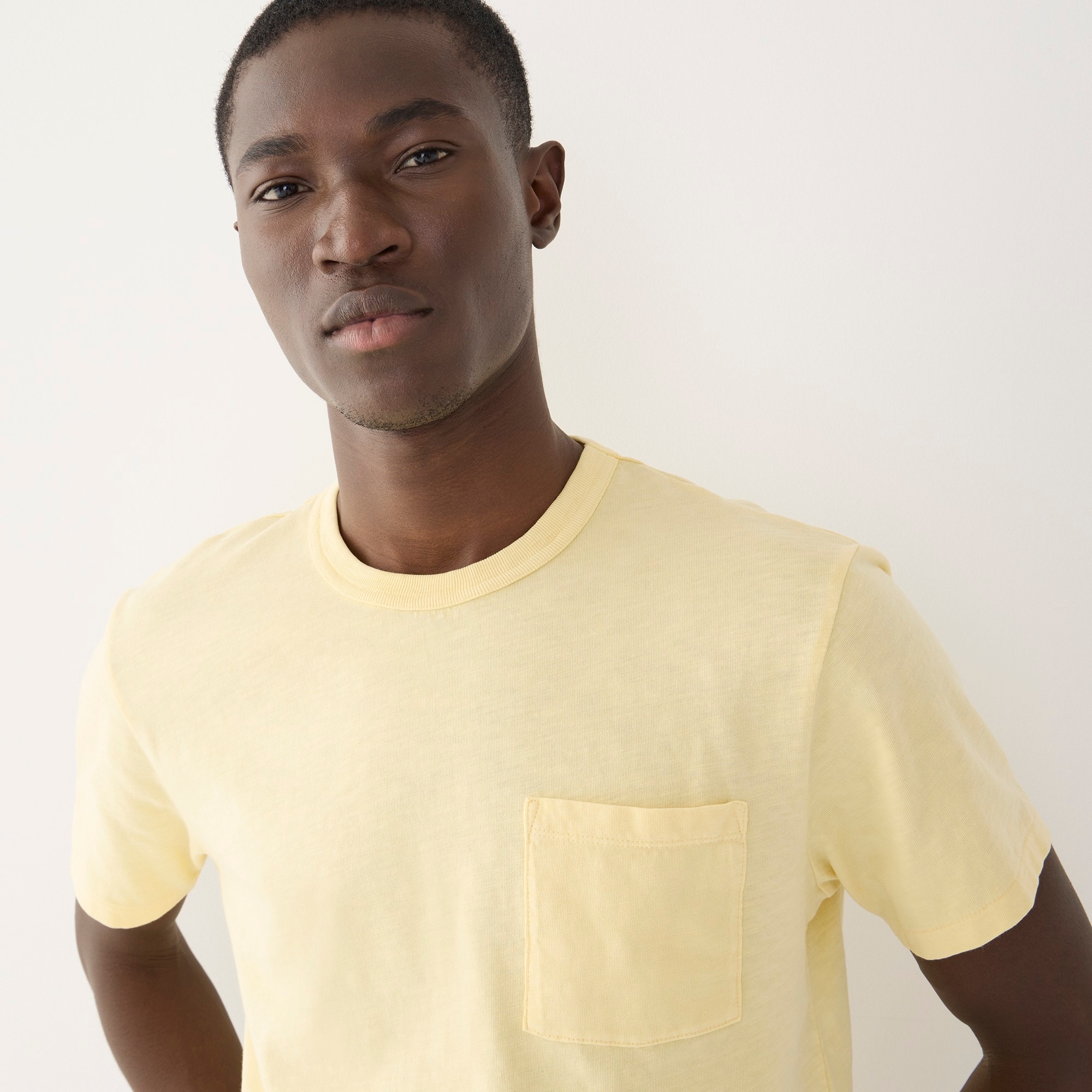 Garment-dyed slub cotton crewneck T-shirt