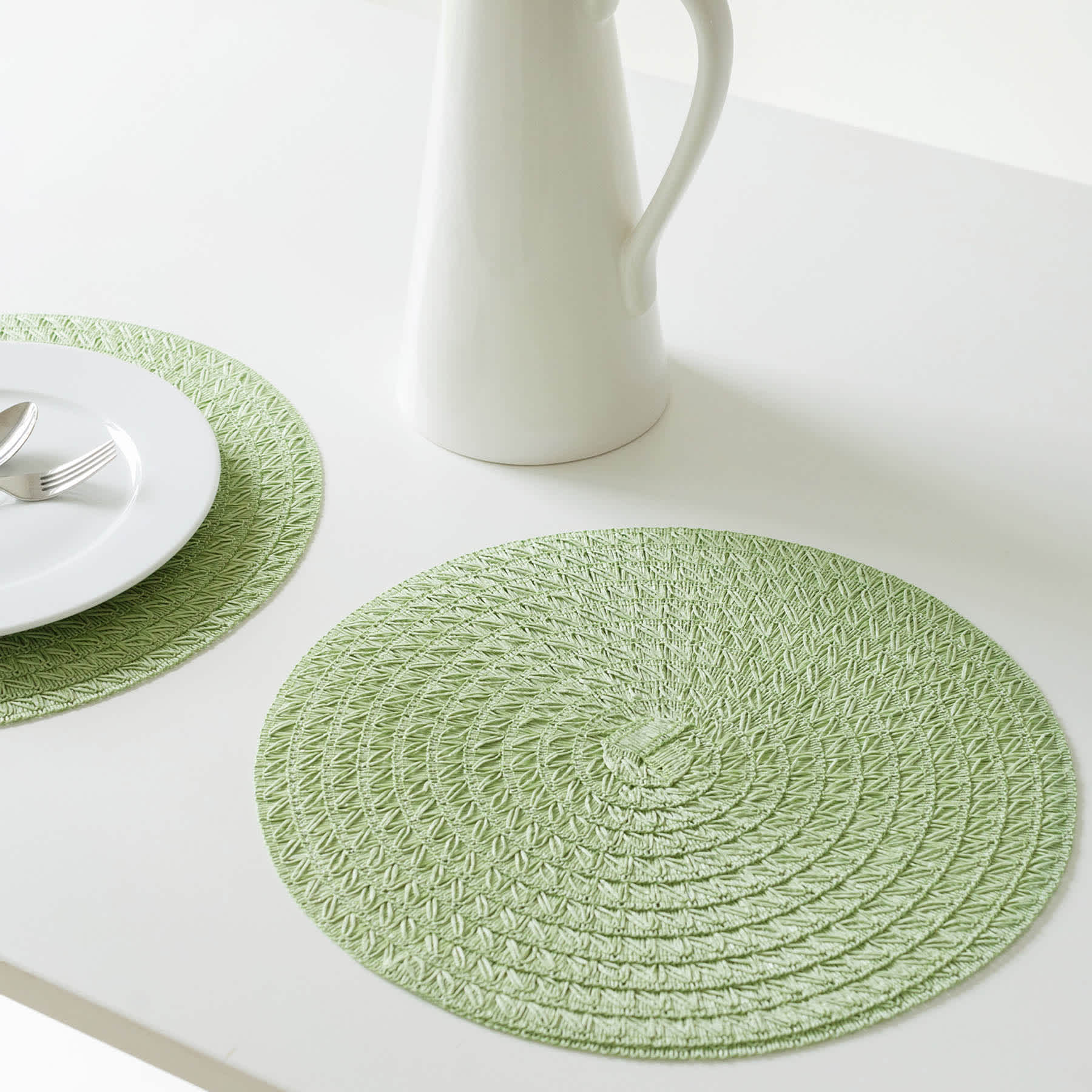 Homespun Easter Green Round Placemat, 15"