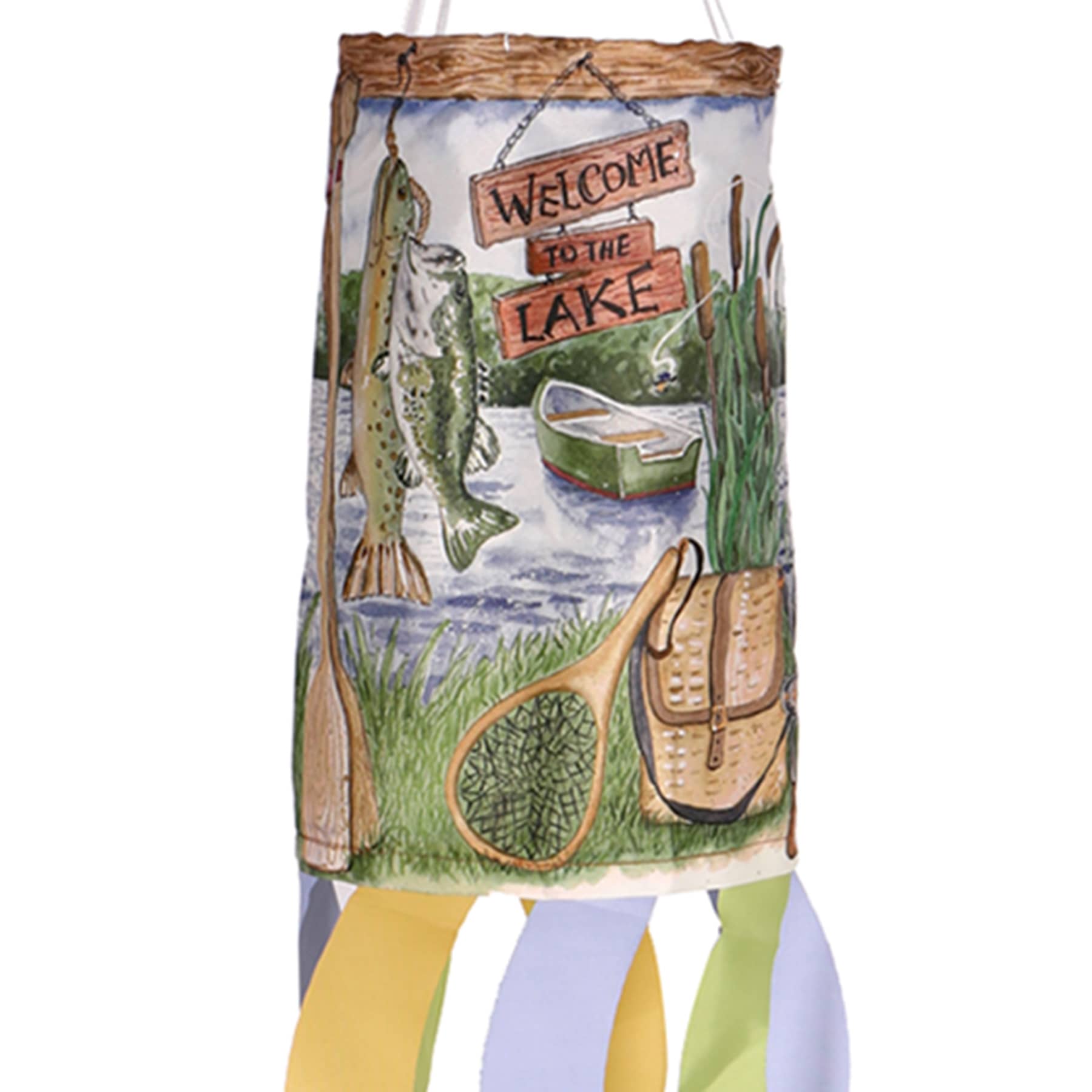 Welcome to The Lake Hanging Windsock, 38"