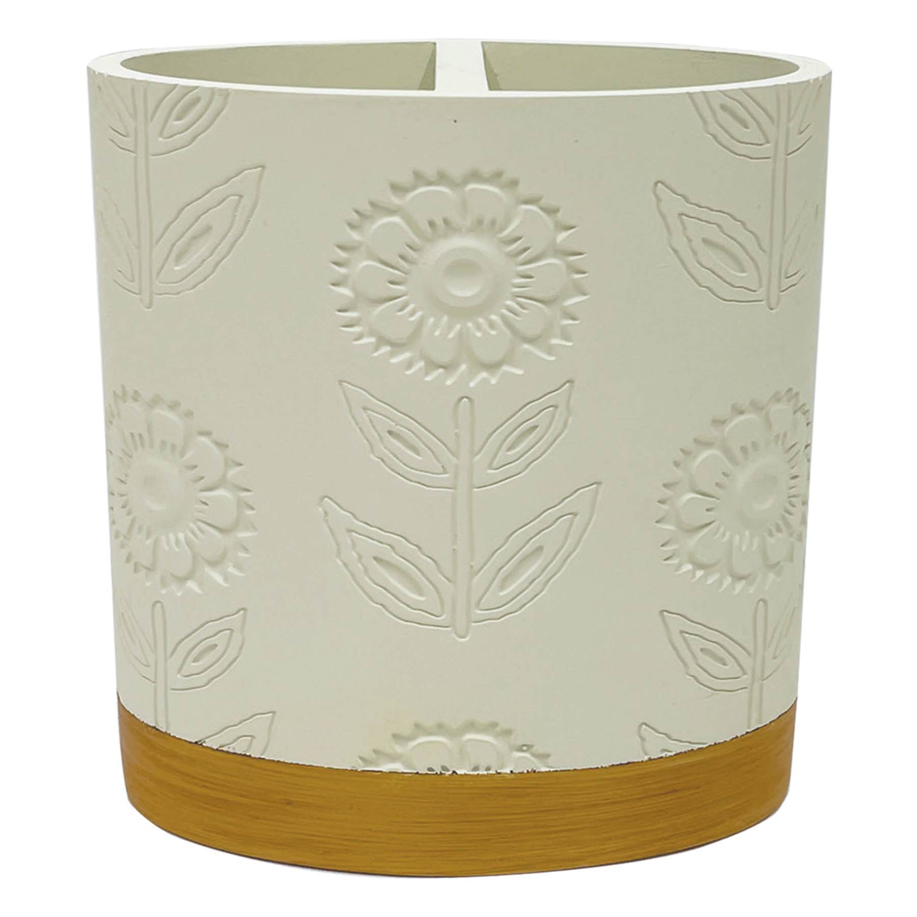 Honeybloom Reagan White Flower Stamp Toothbrush Holder, 4.5"