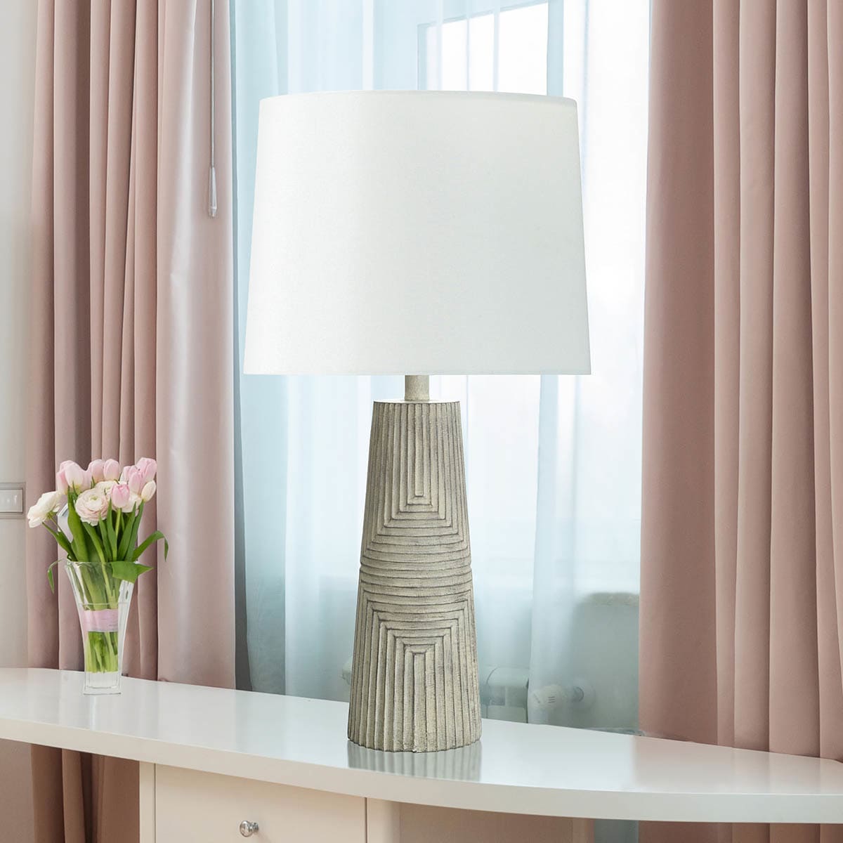 Found & Fable White Wash Geo Medium Table Base, 20"