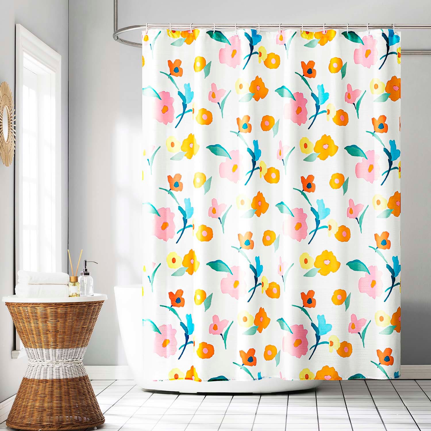13-Piece Lynette Multicolor Floral Shower Curtain Set