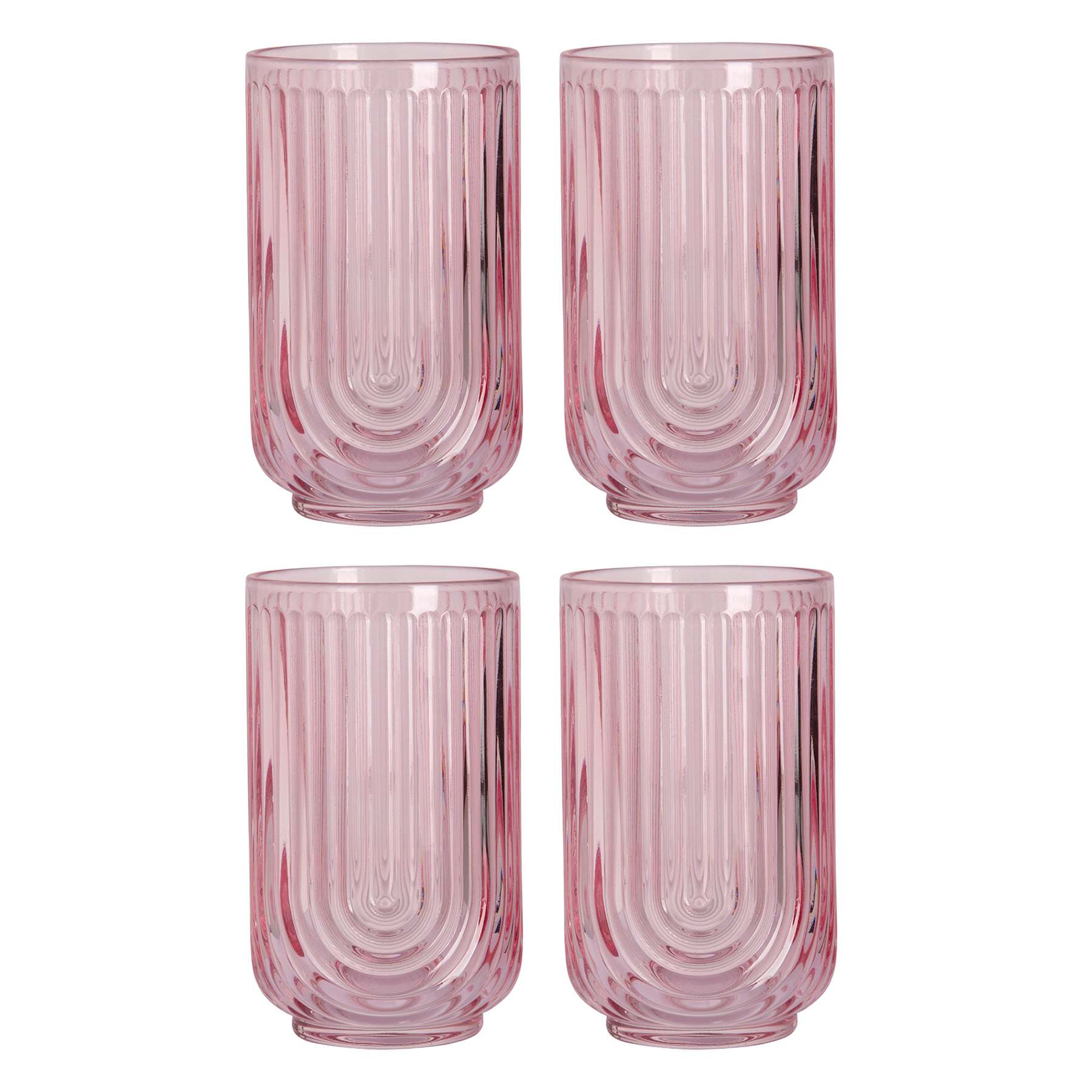 Apollo Set of 4 Blush Pink Highball Glasses, 17oz