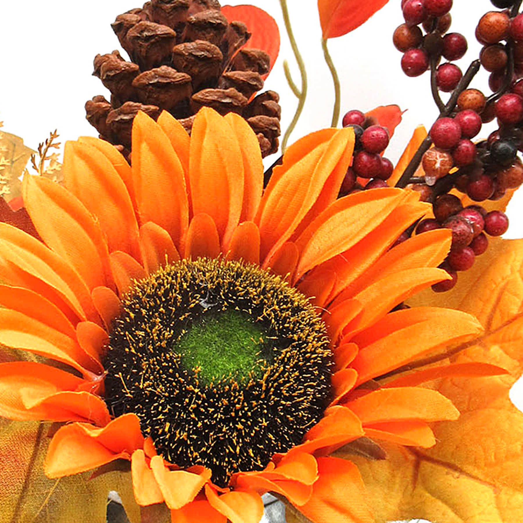 Sunflower, Berry & Cone in Pot, 9.5"