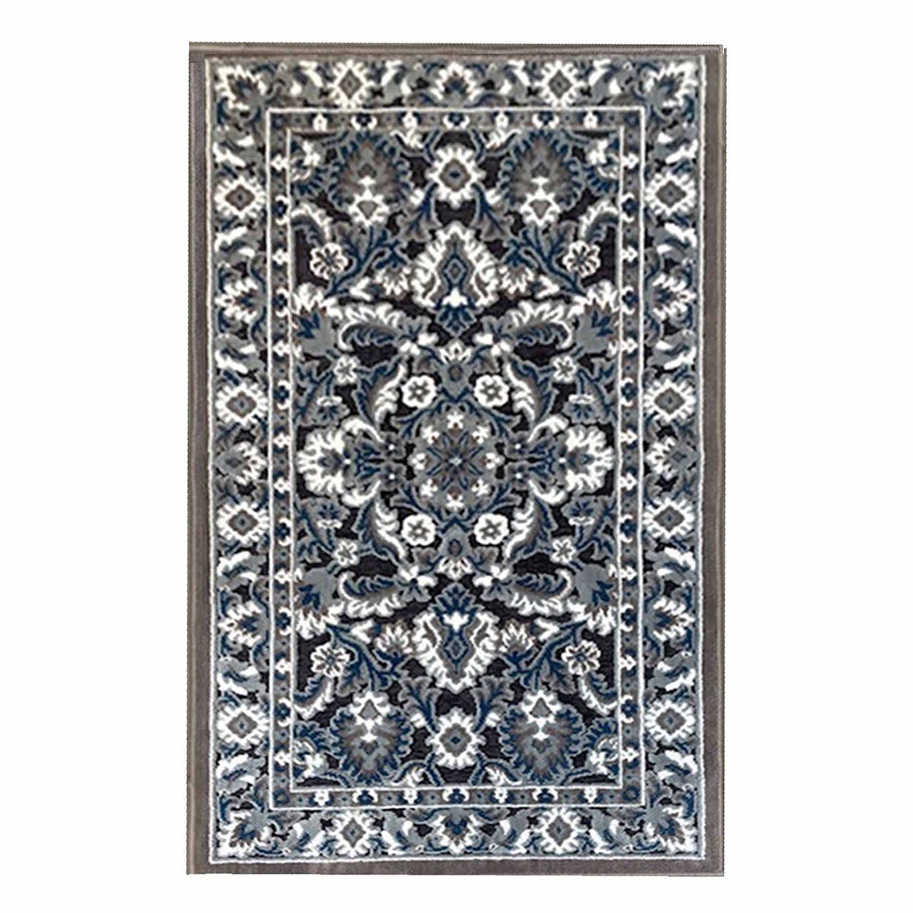 Arrington Taupe & Blue Traditional Border Washable Accent Rug, 20x32