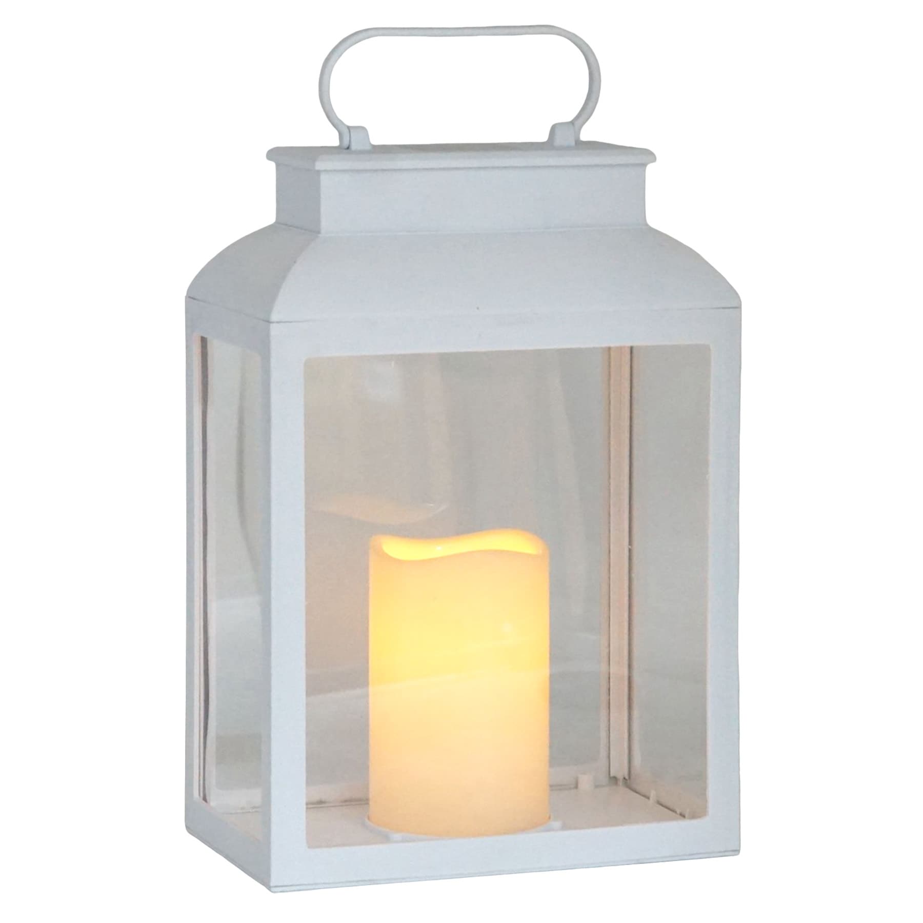 White Square Outdoor Solar Lantern, 12"