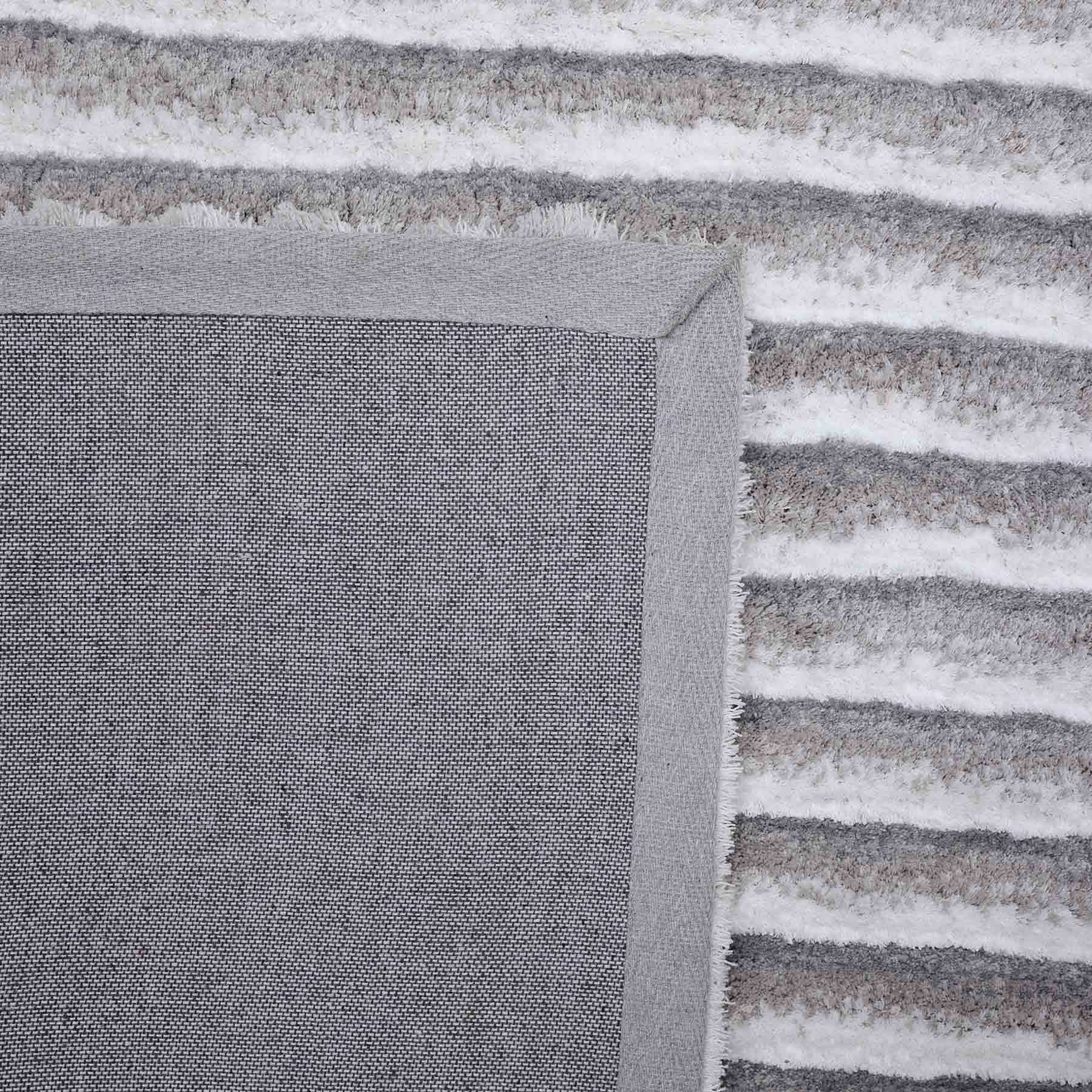(A368) Silver Striped High-Low Microfiber Accent Rug, 3x5
