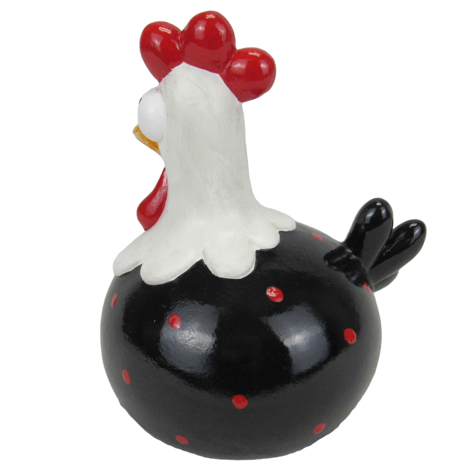 Terracotta Black Funky Chicken Outdoor Garden Statue, 8"