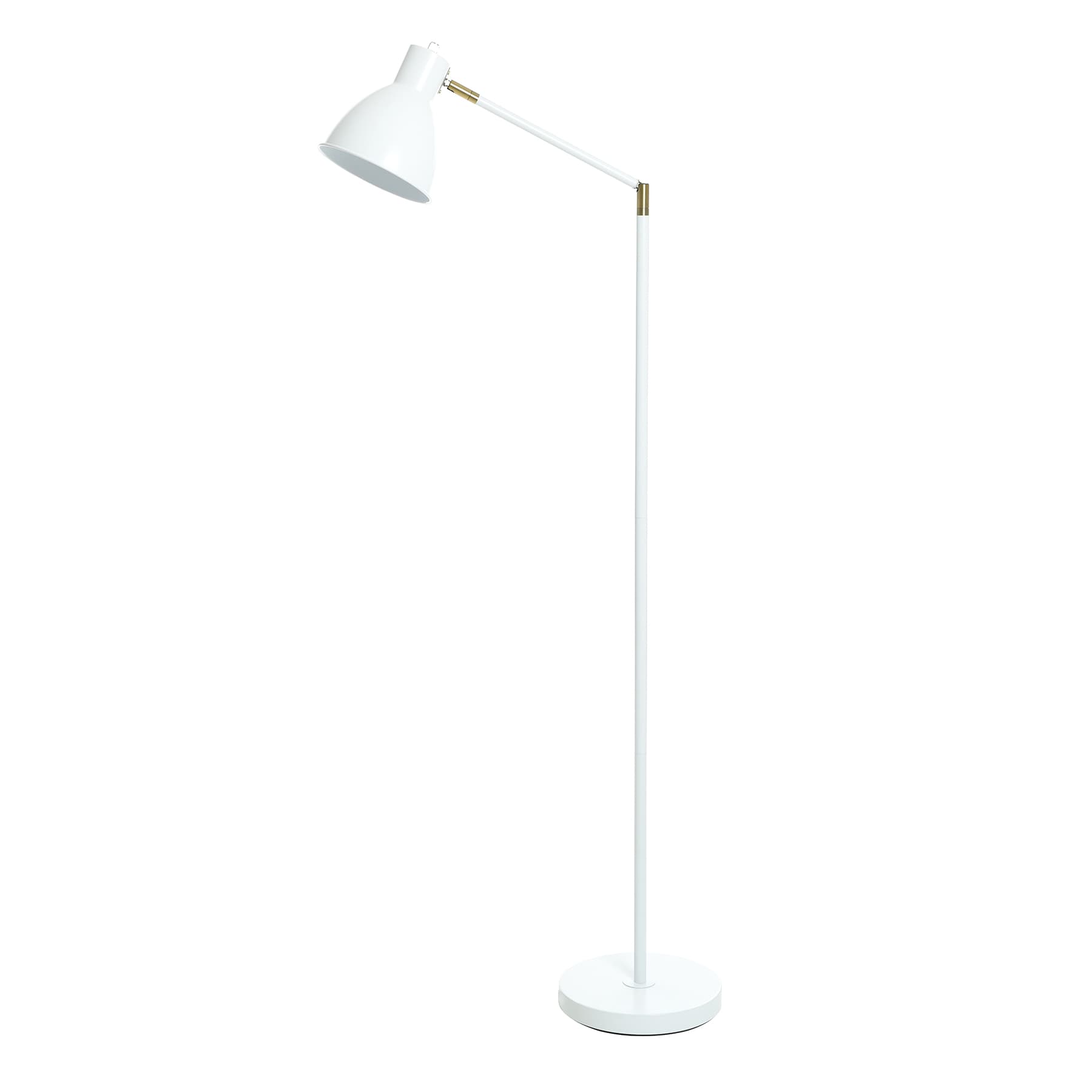 White & Brass Task Floor Lamp, 65"