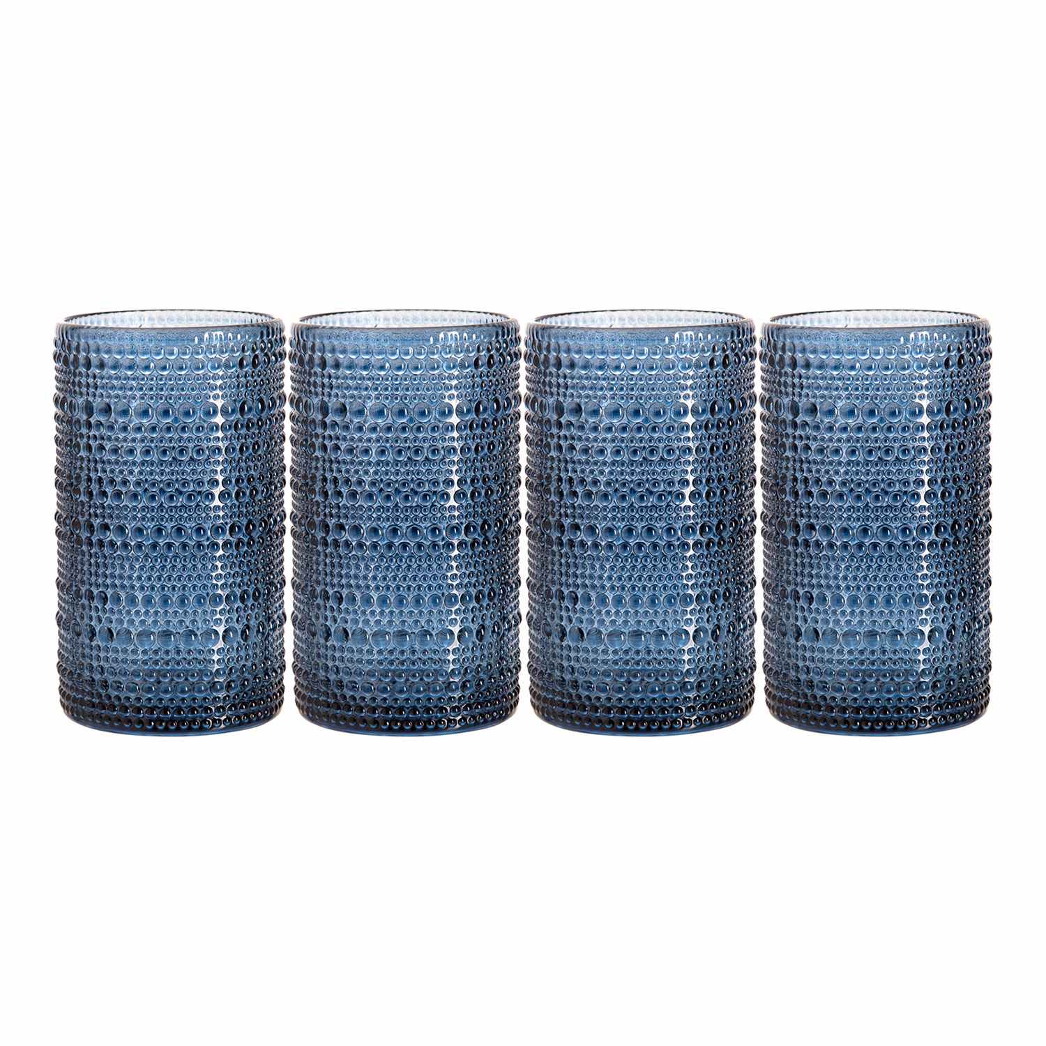 Set of 4 Navy Blue Spectra Highball Glasses, 15oz