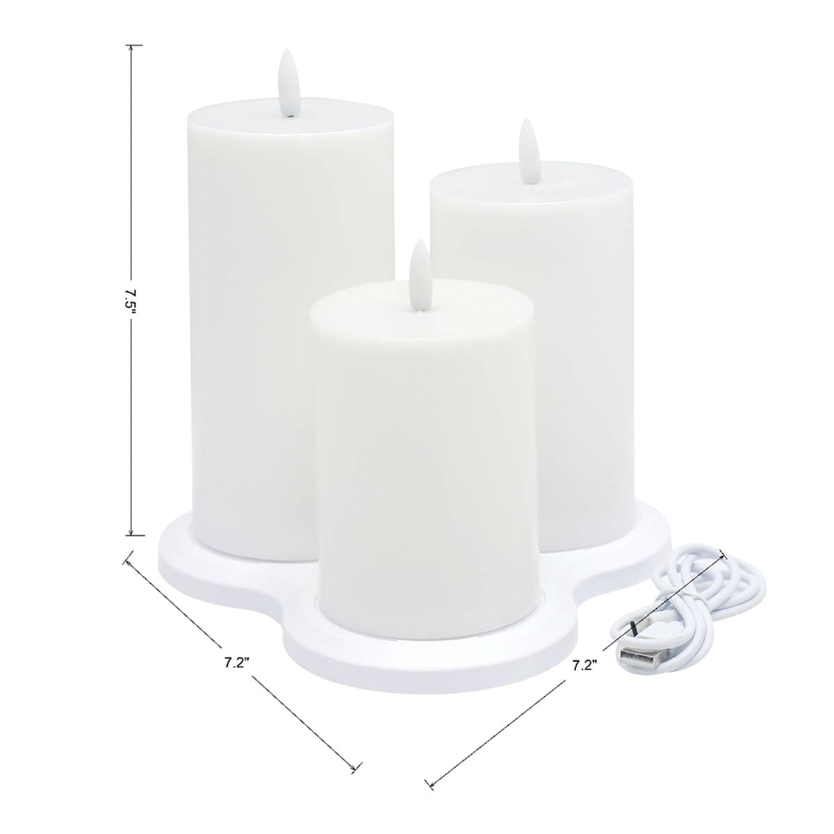 3Pk Rechargable Led Pillars