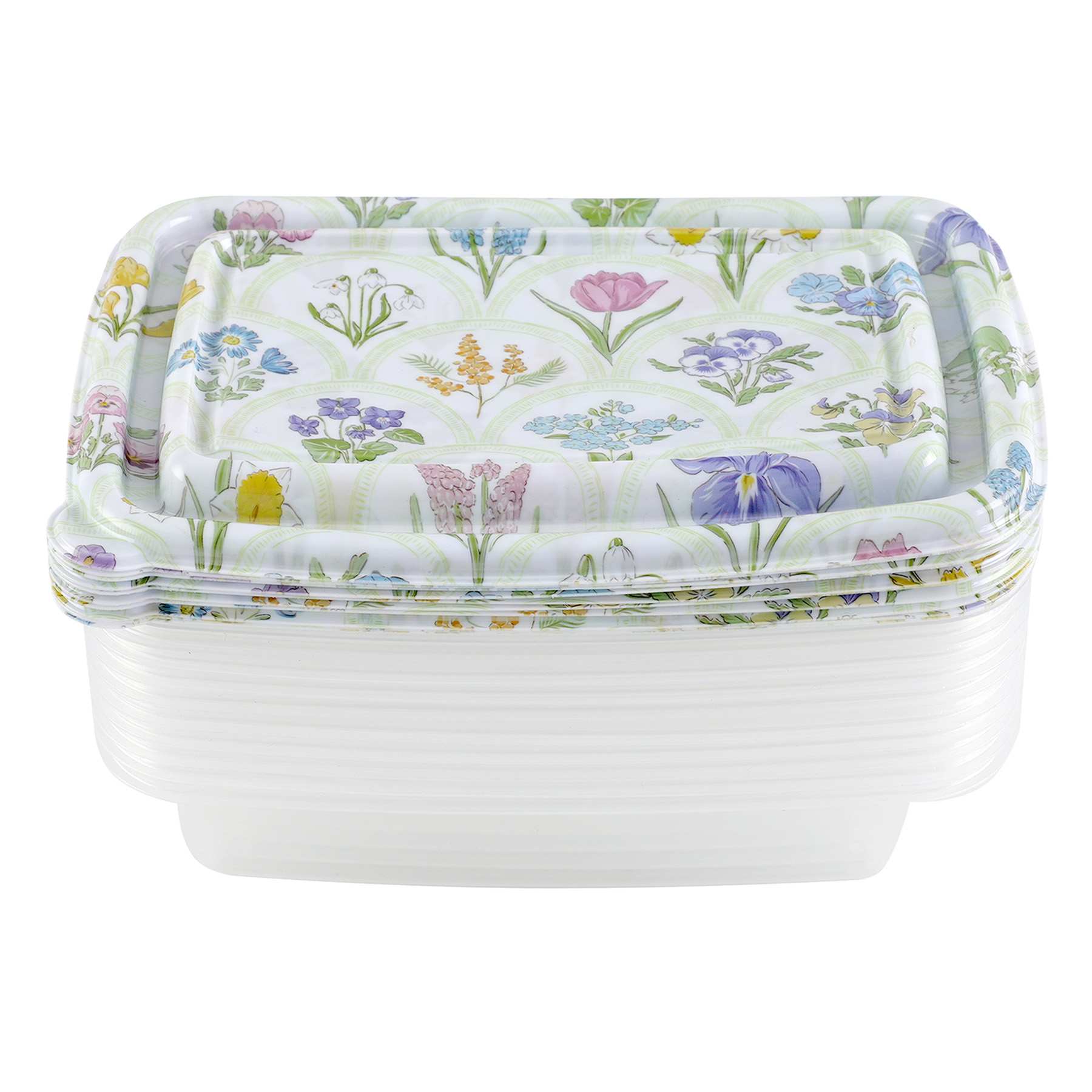 20-Piece Garden Floral Rectangle Food Storage Set