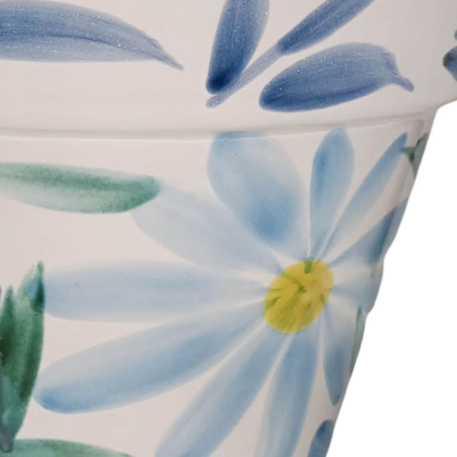 Hand Painted Spanish Blue Daisy Outdoor Planter, Large