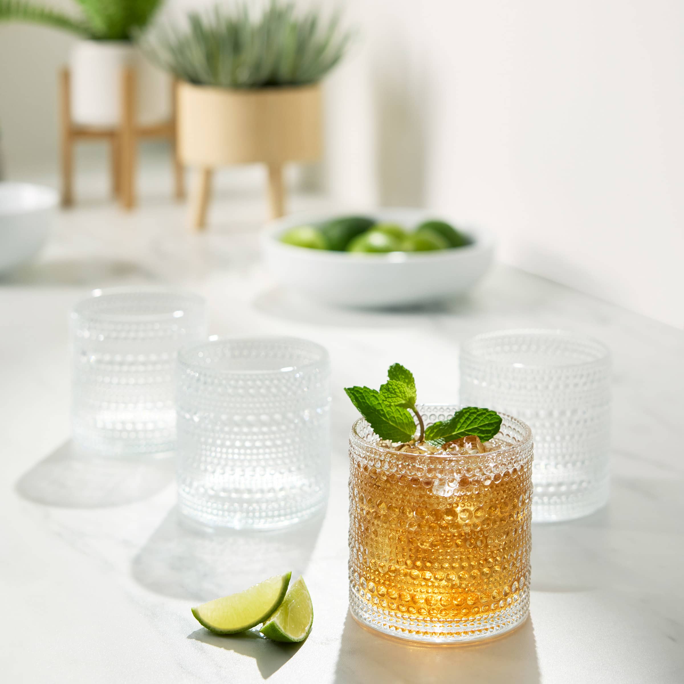 Set of 4 Clear Spectra Double Old Fashioned Glasses, 13oz