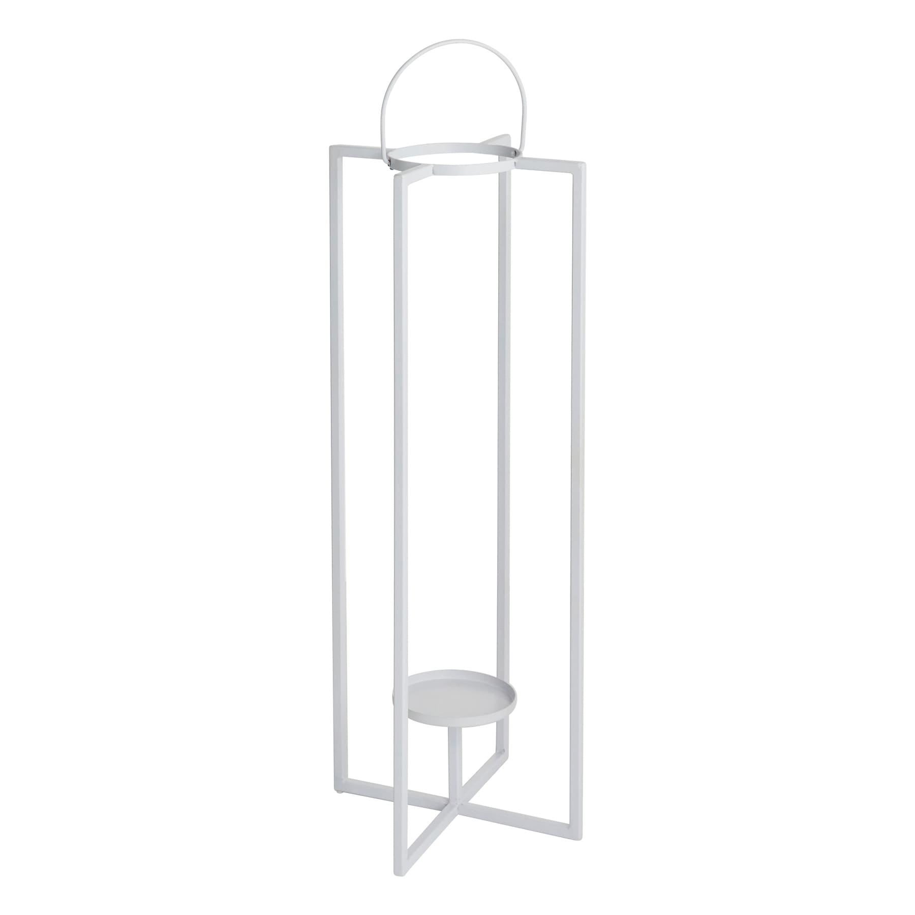 White Metal Lantern, 30"