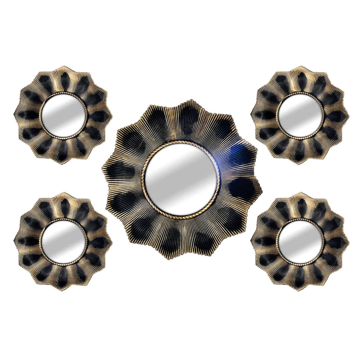 5-Piece Gold Wave Mirror Set