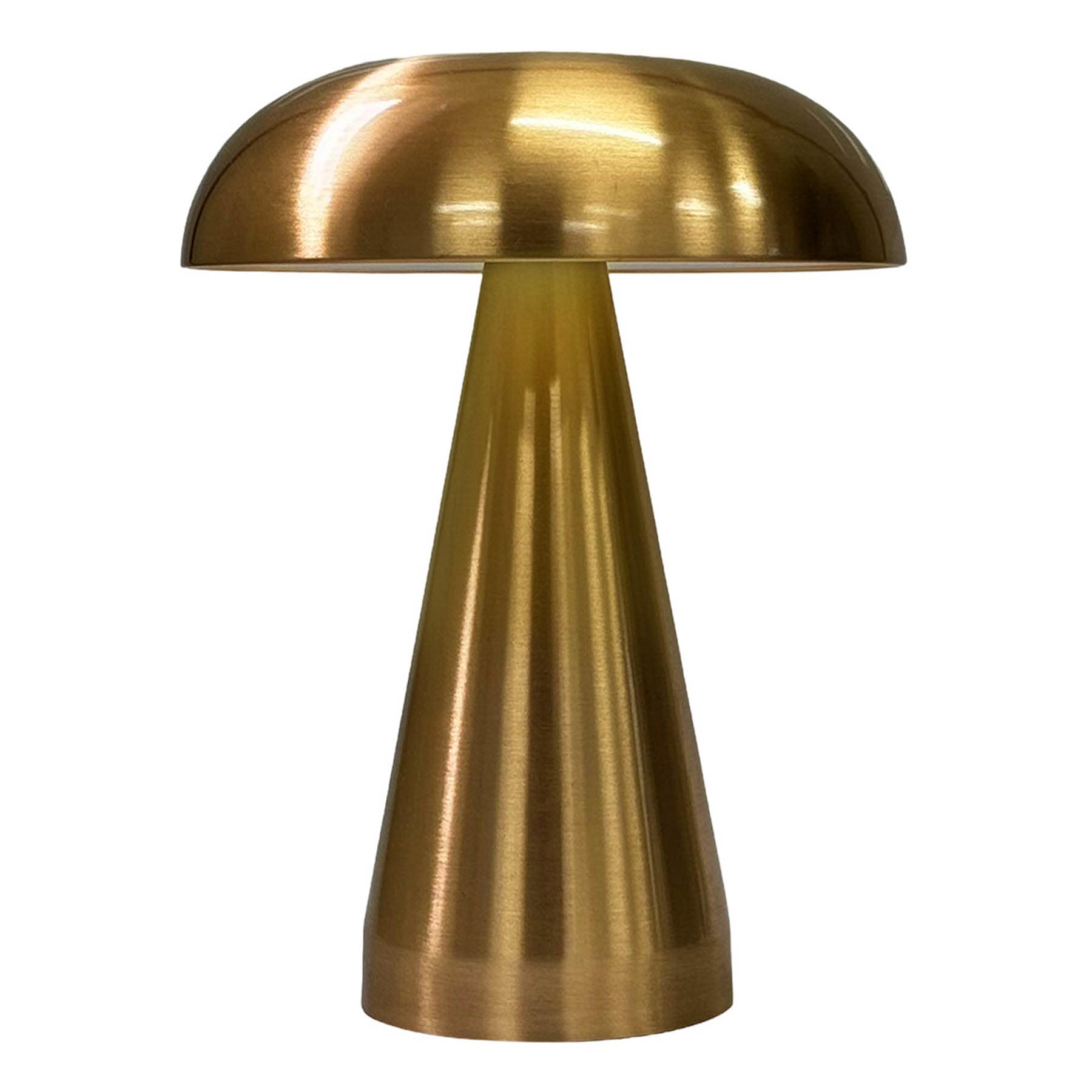 Gold Mushroom Metal Touch Portable Rechargeable Lamp, 8"