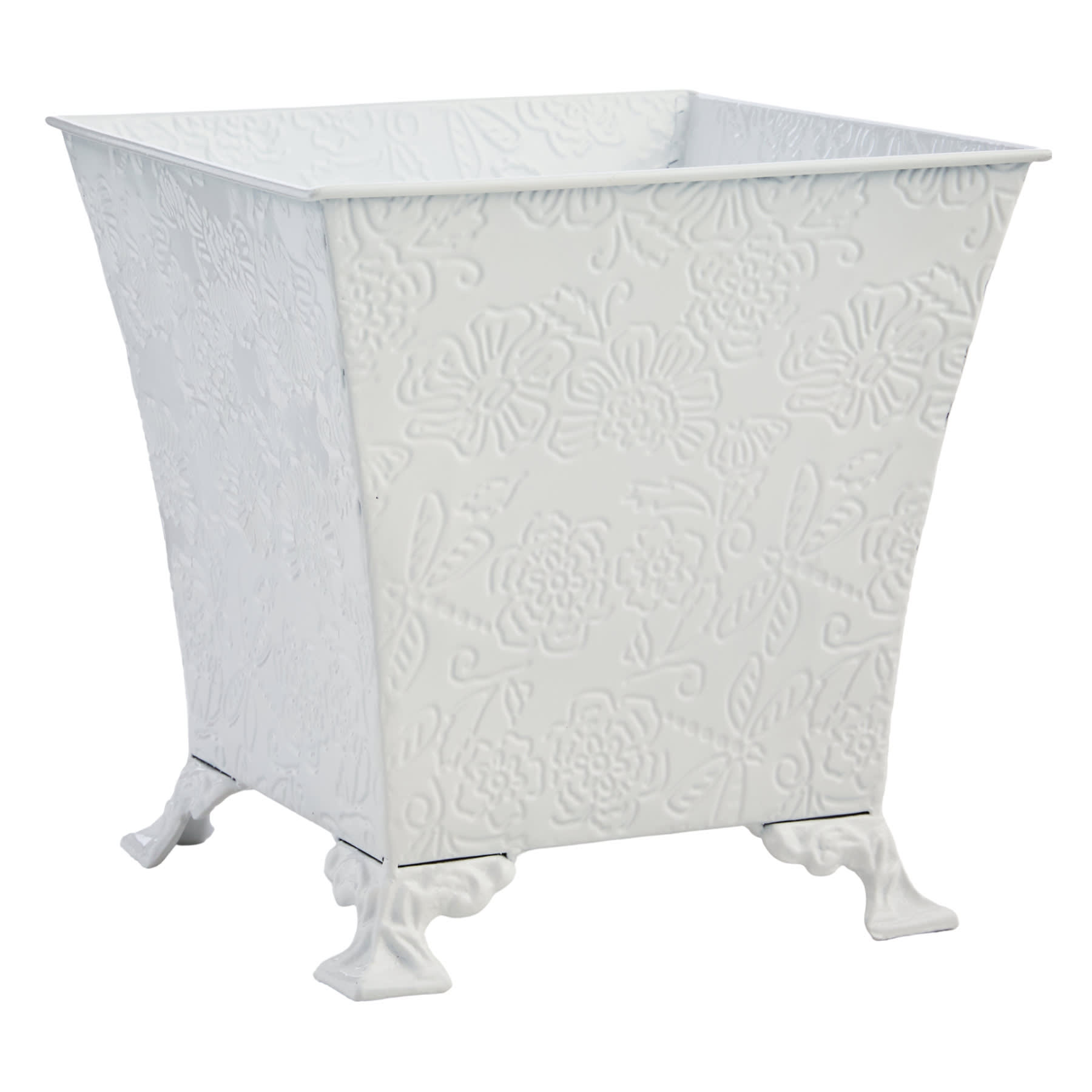 Providence White Metal Outdoor Planter, Small