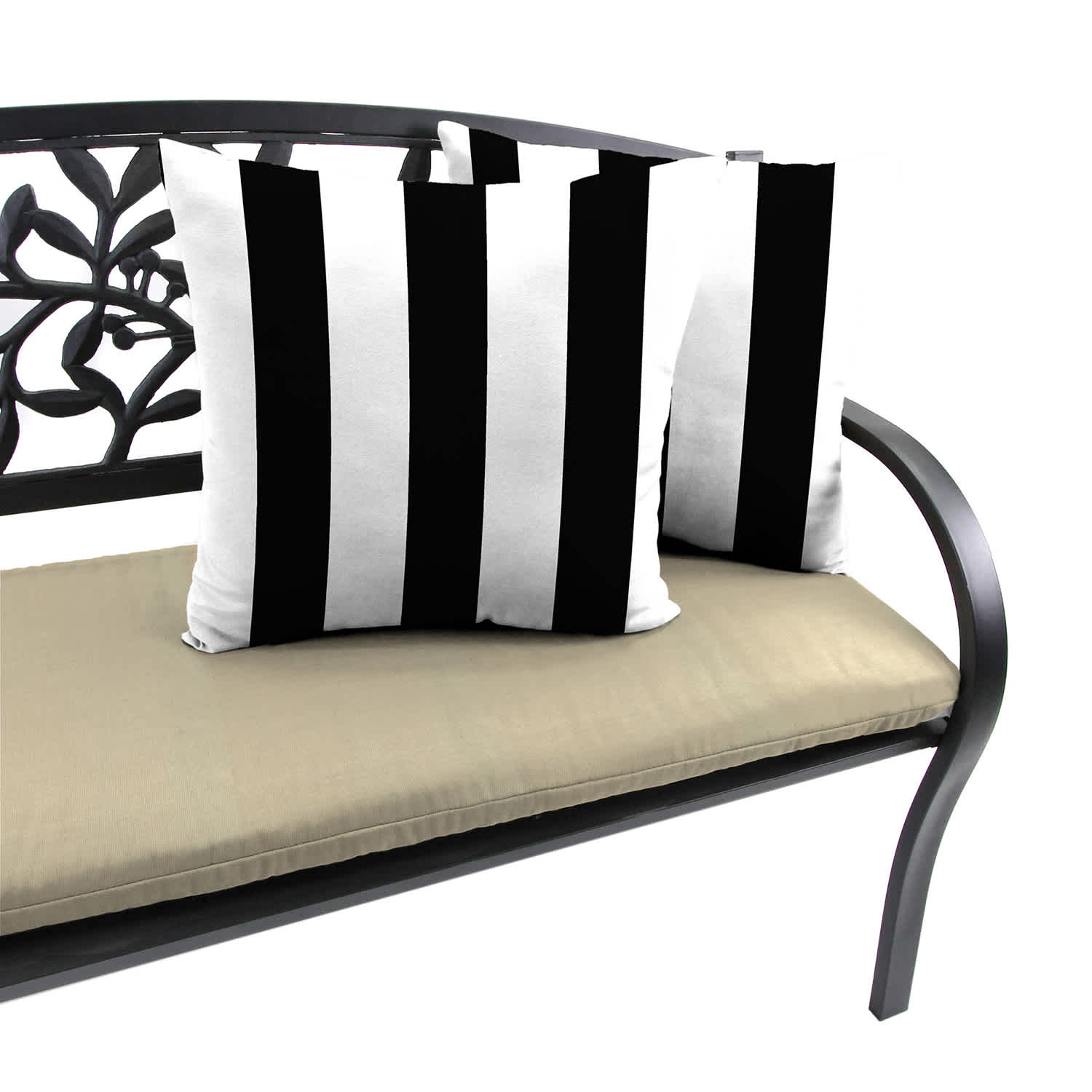 Providence Black Awning Stripe Oversized Square Outdoor Throw Pillow, 20"