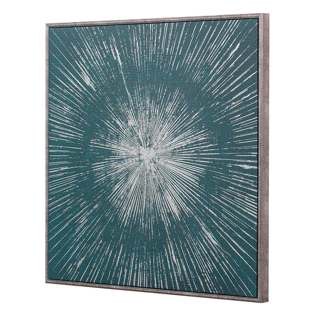 Found & Fable Framed Green & Silver Burst Canvas Wall Art, 30"