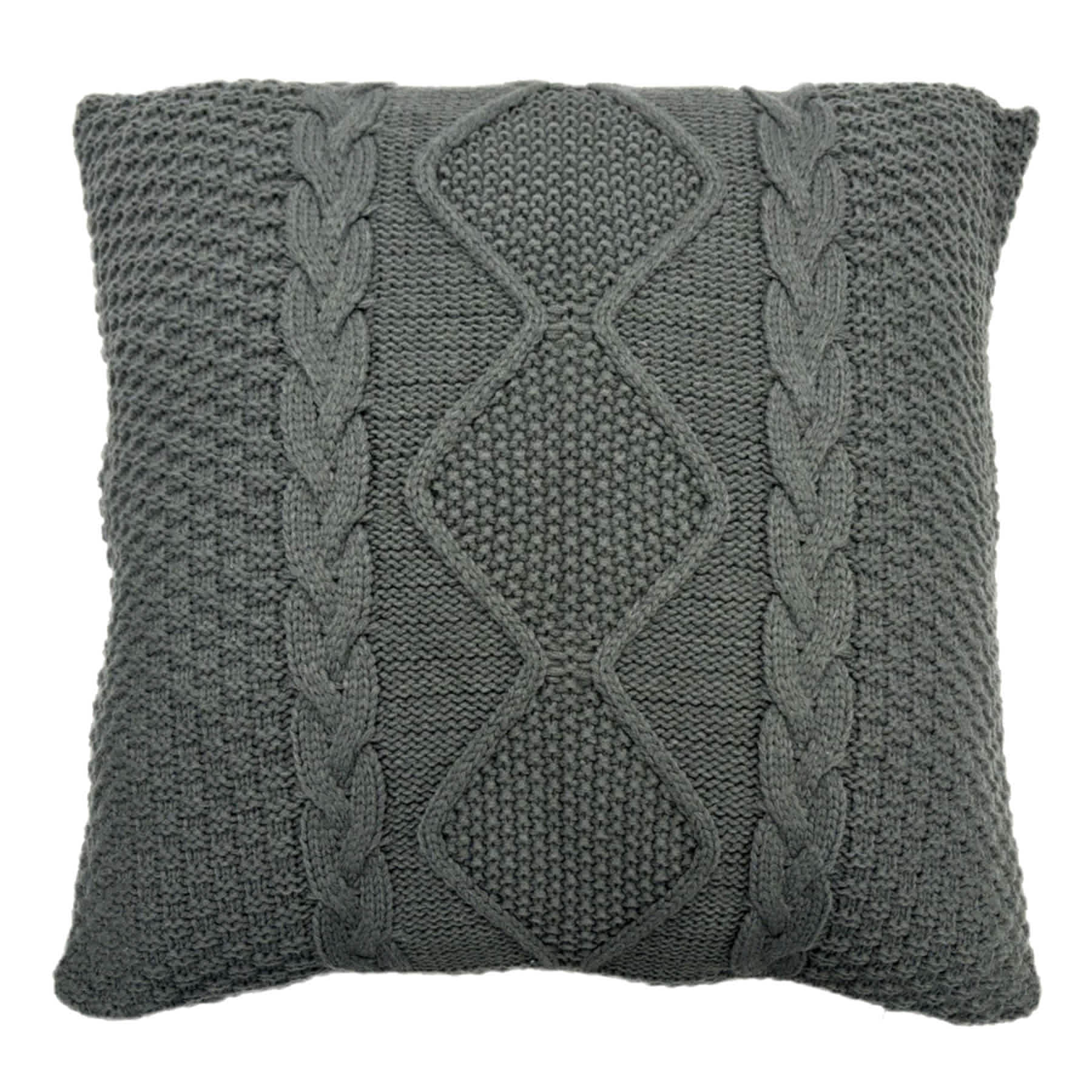 Honeybloom Dark Grey Knitted Throw Pillow, 24"