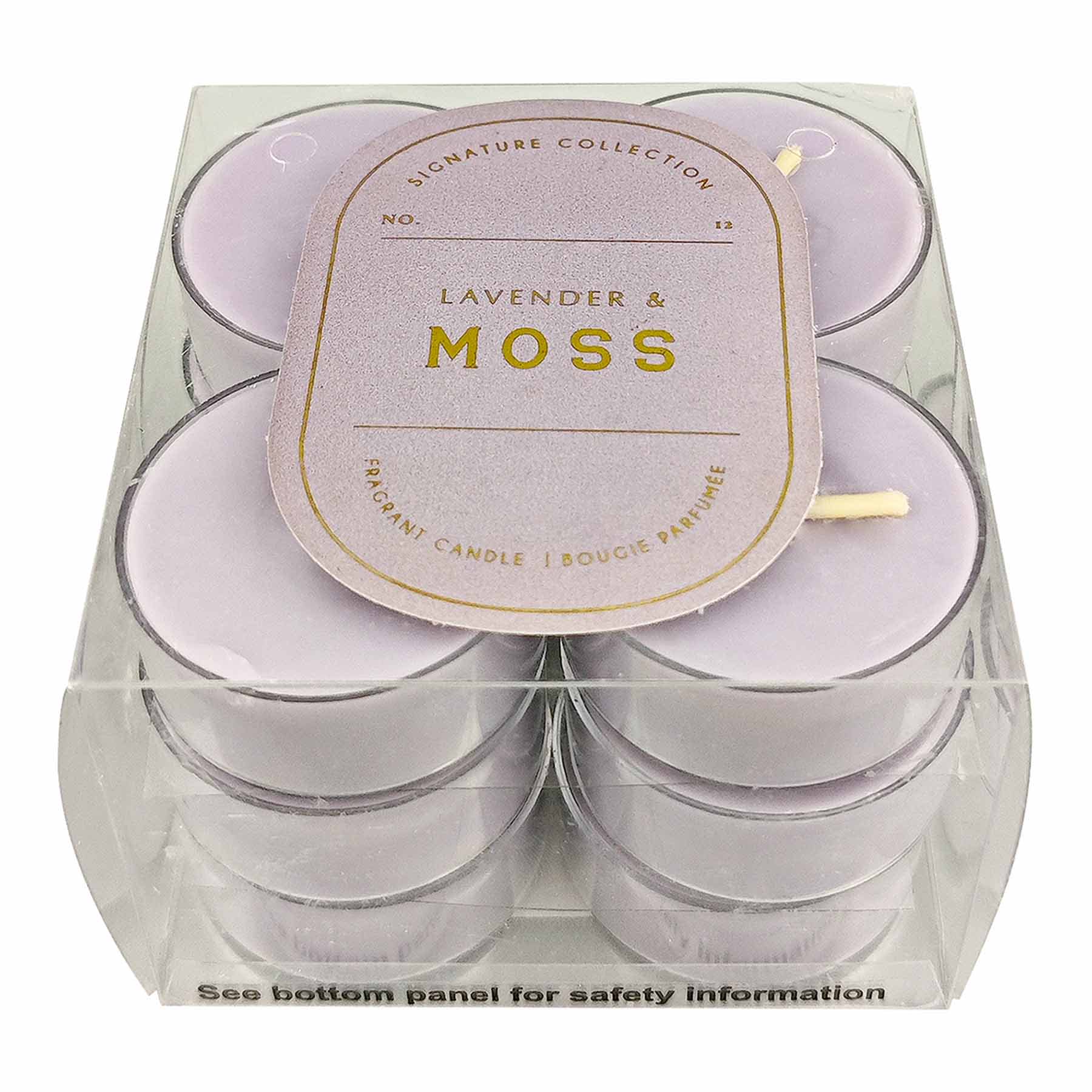 12-Pack Lavender & Moss Scented Tealight Candles
