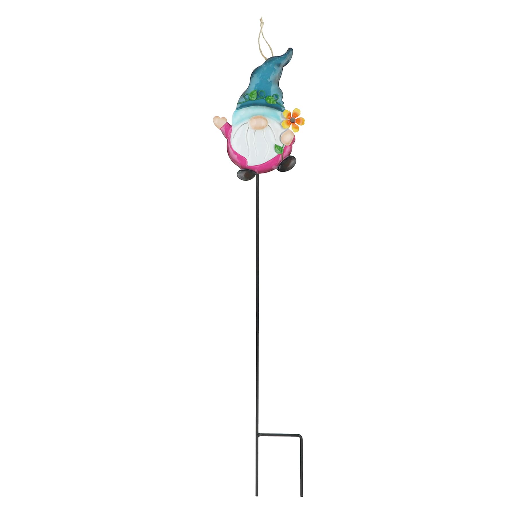 Gnome Blue Hat Metal Yard Stake, 24"