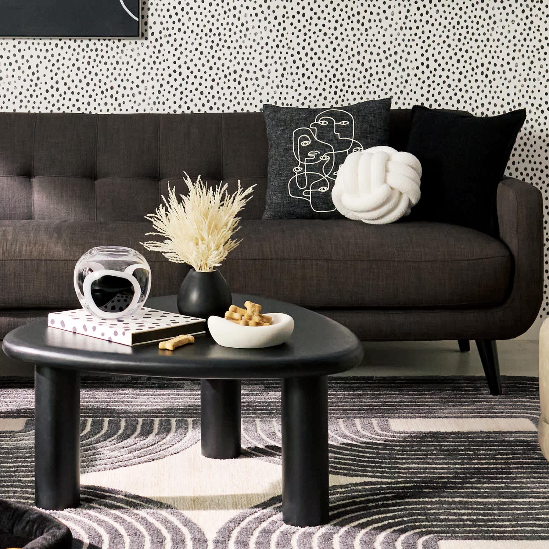 Crosby St. Black Soft Textured Boucle Throw Pillow, 18"