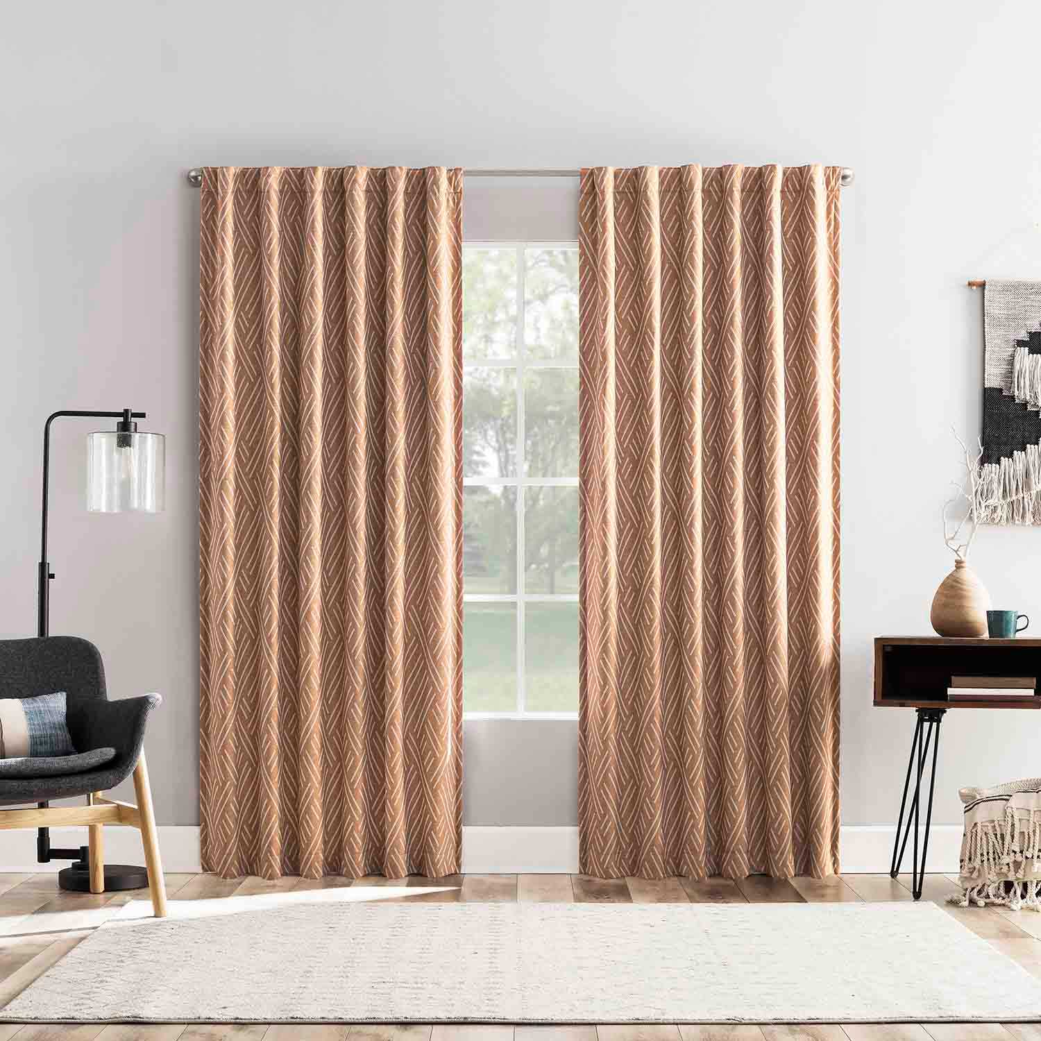 Arvid Nutshell Brown Blackout Curtain Panel, 84"
