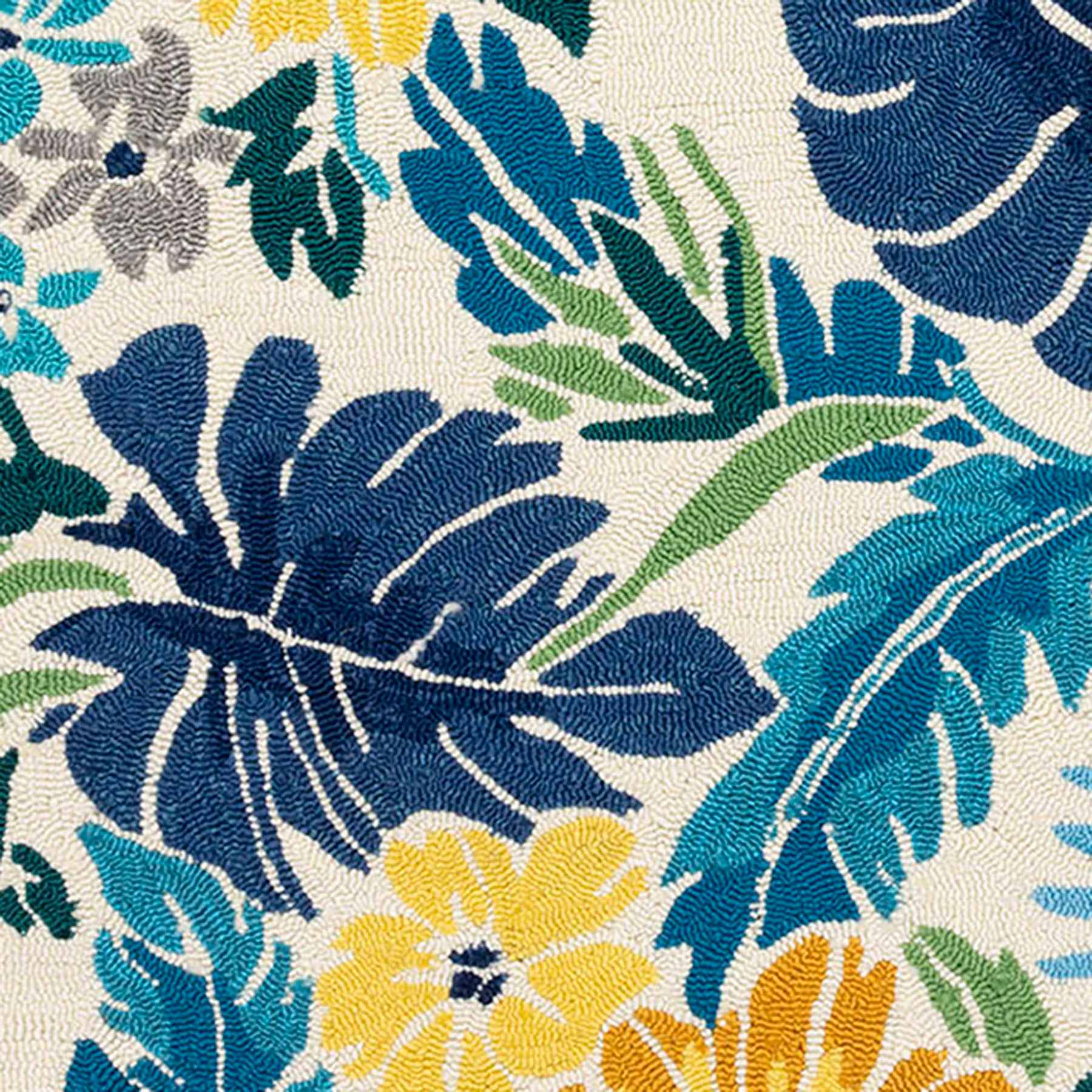 (E264) Santa Monica Blue Floral Indoor & Outdoor Runner, 2x5