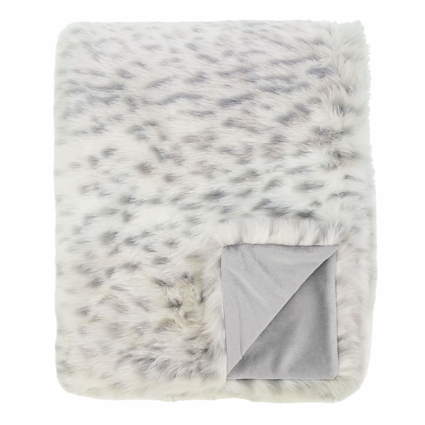 Snow Leopard Faux Fur Throw Blanket, 50x60