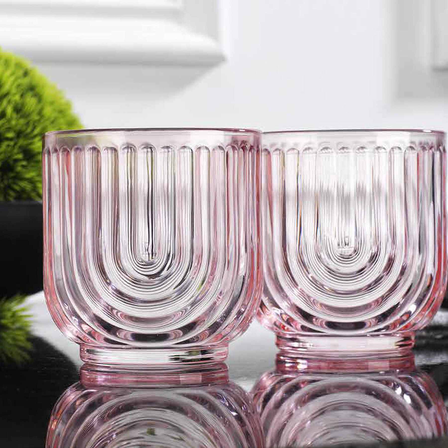 Apollo Set of 4 Blush Arch Double Old Fashioned Glasses, 11oz