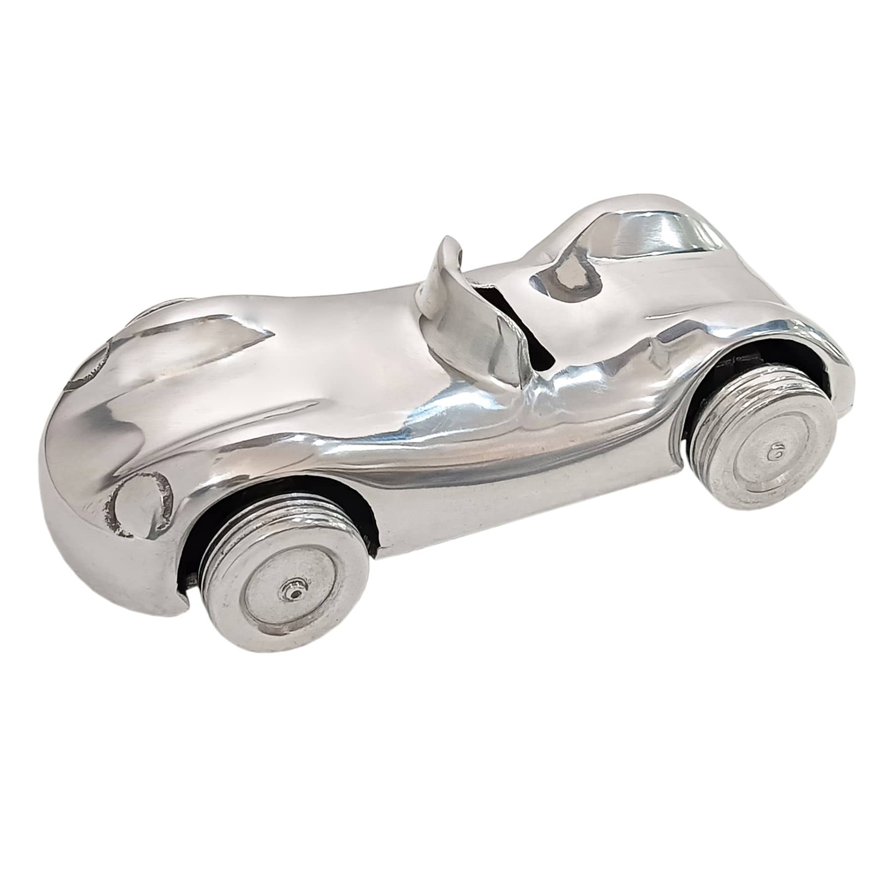 Decorative Silver Aluminum Car, 7.2"