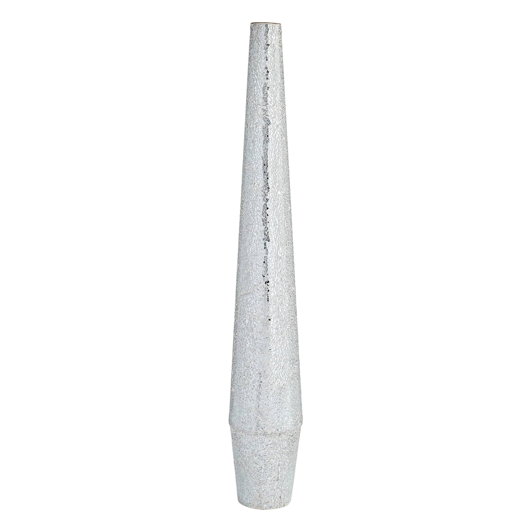 Crackled Silver Mosaic Floor Vase, 36"
