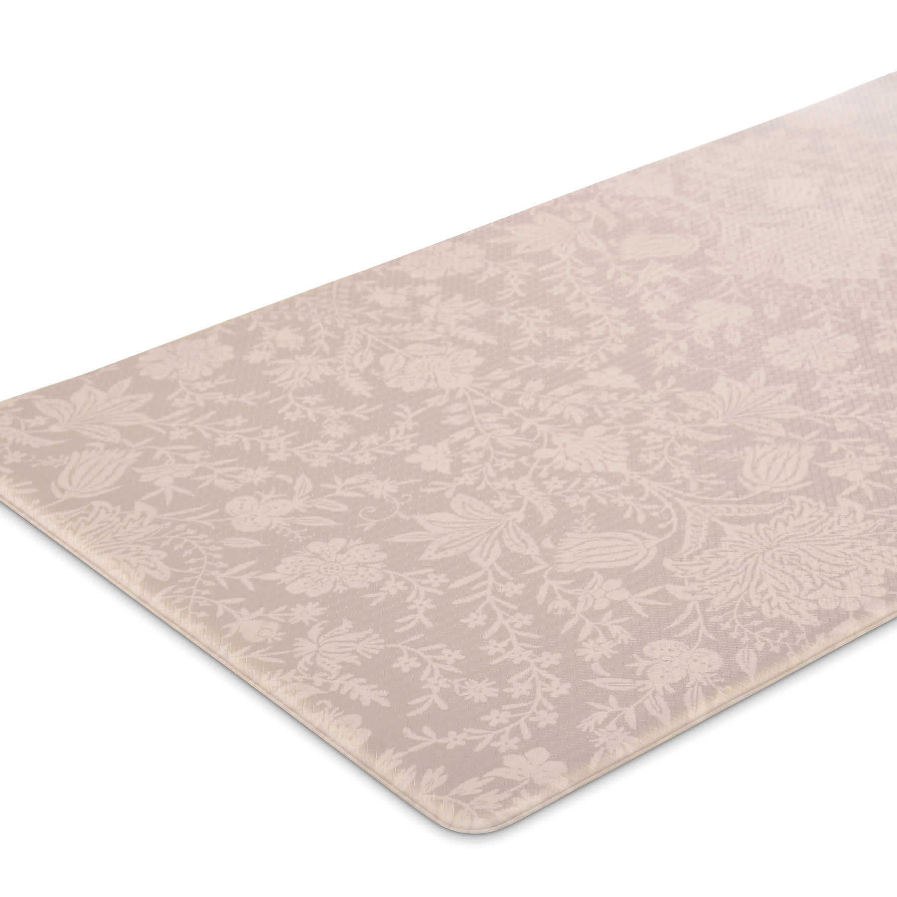 Neutral Floral Embossed Edge Anti-Fatigue Kitchen Mat, 20x39